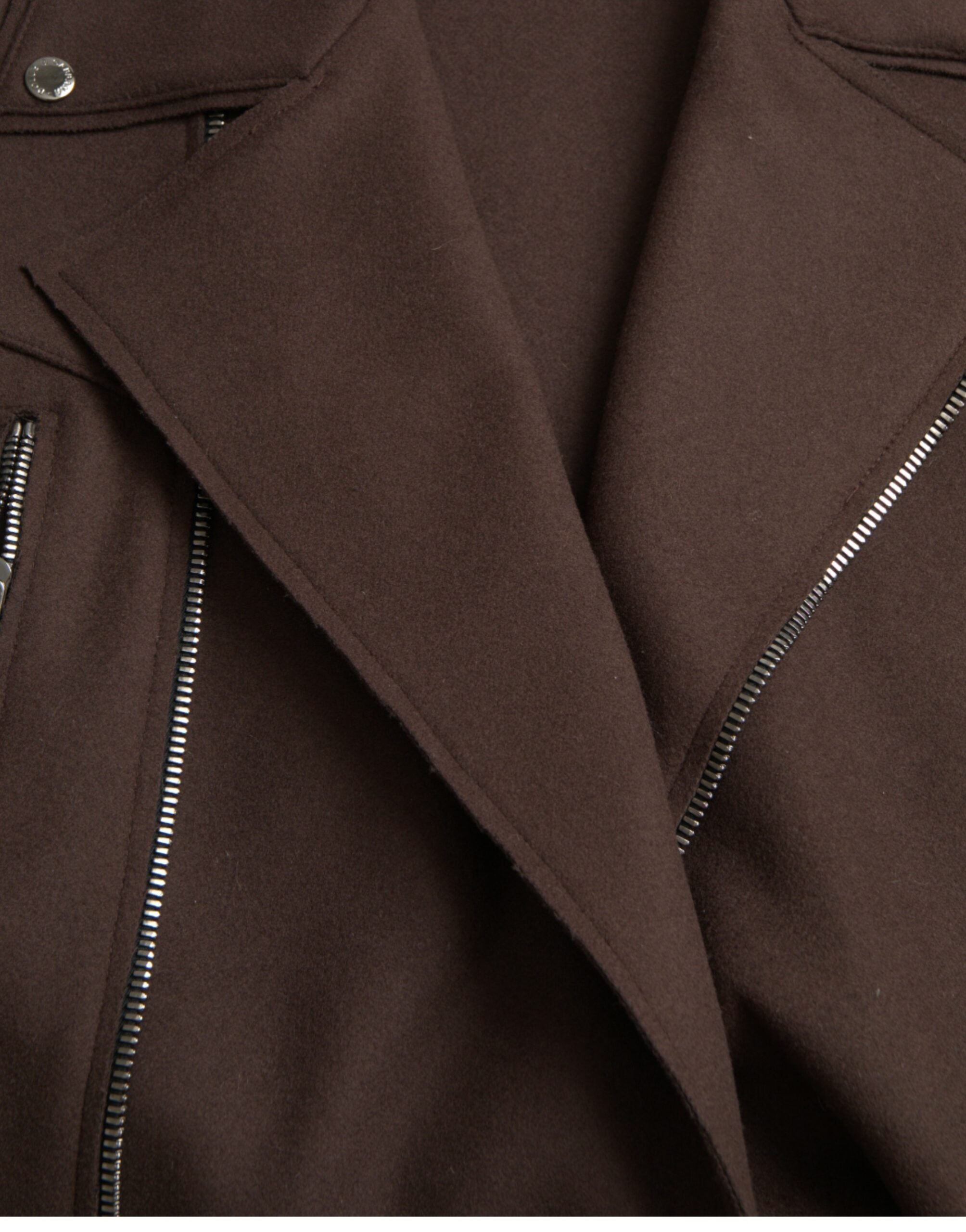 Brown Coat Short Biker Wool Jacket - ventzia