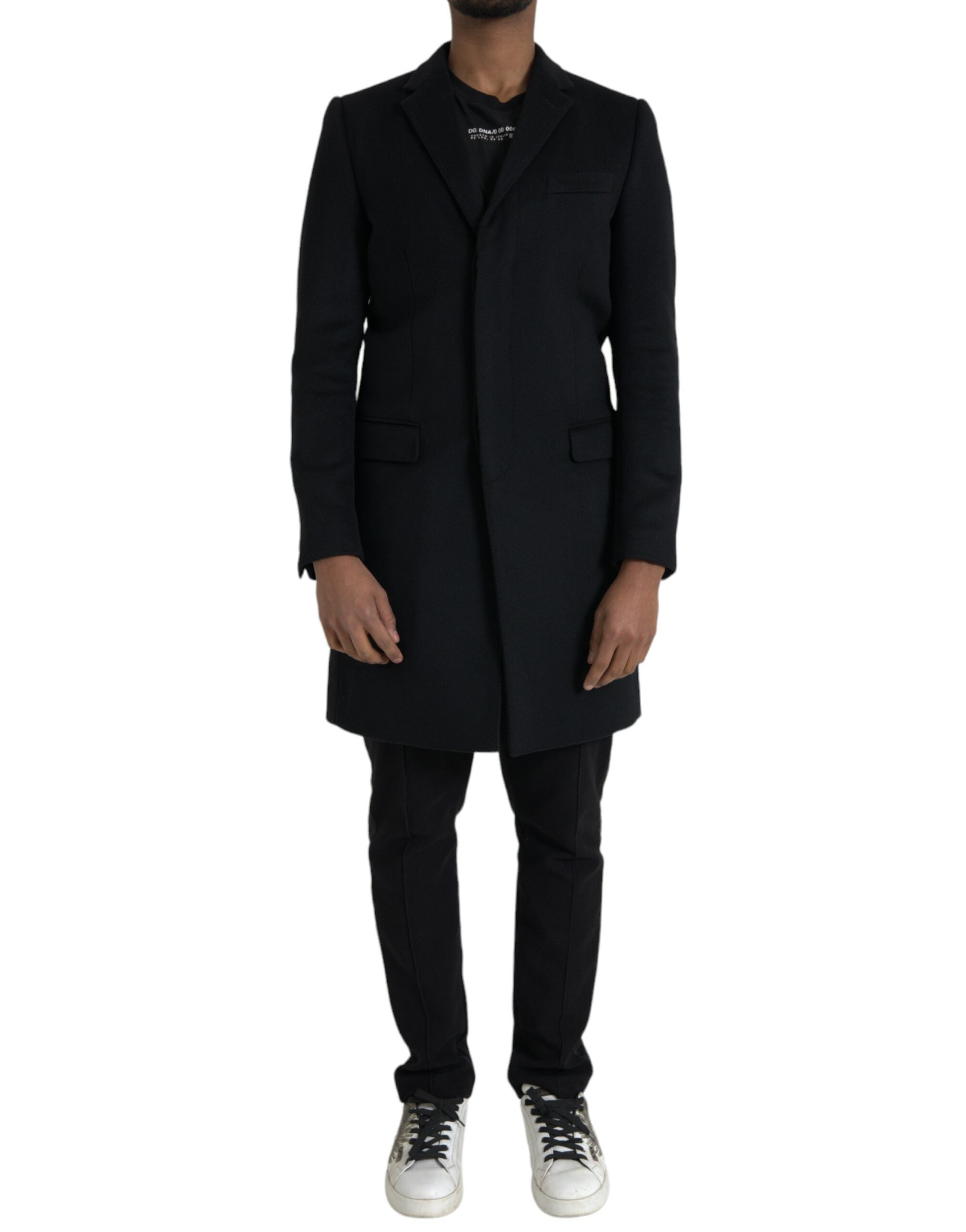 Black Single Breasted Trench Coat Jacket - ventzia
