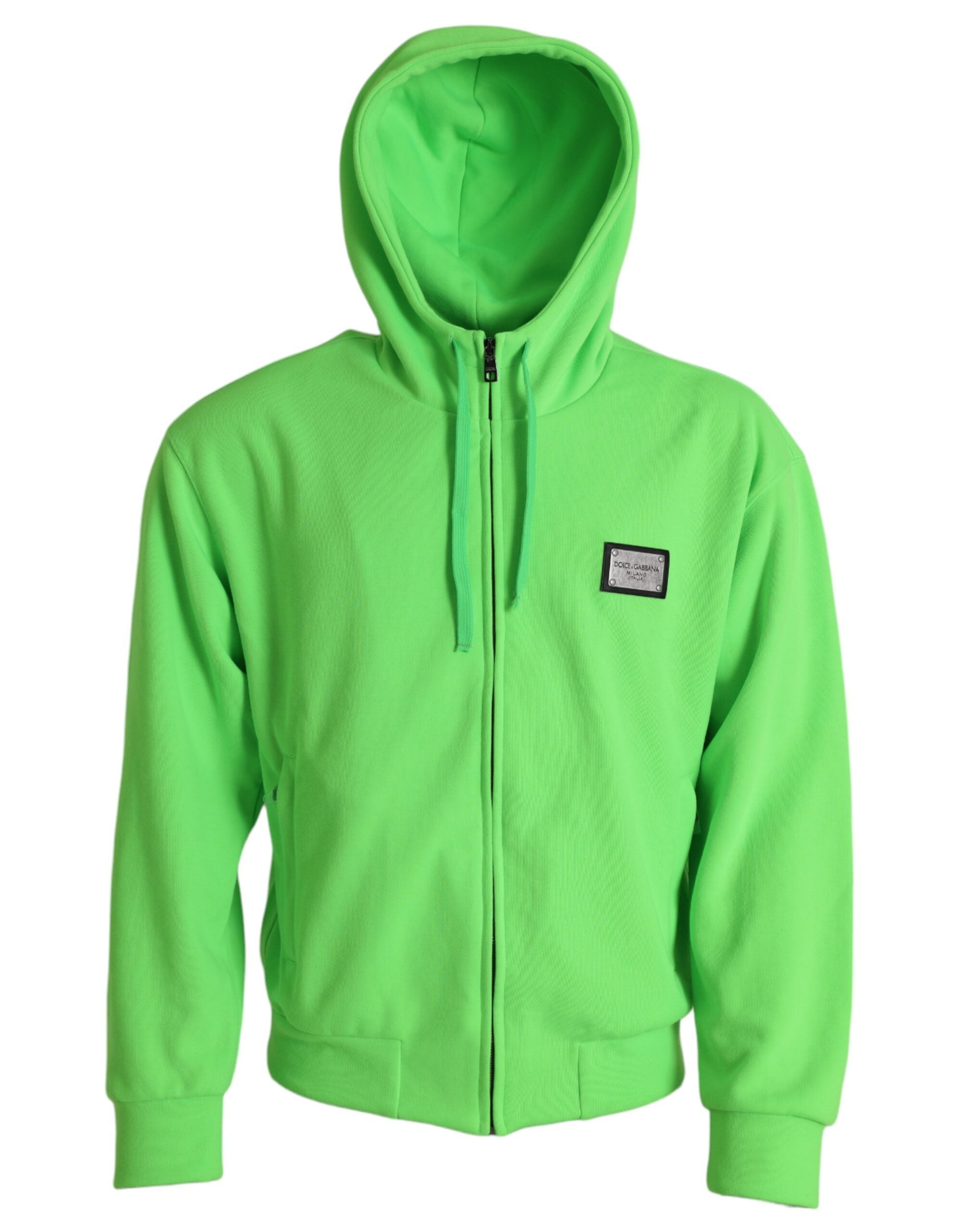 Neon Green Hooded Full Zip Top Sweater - ventzia