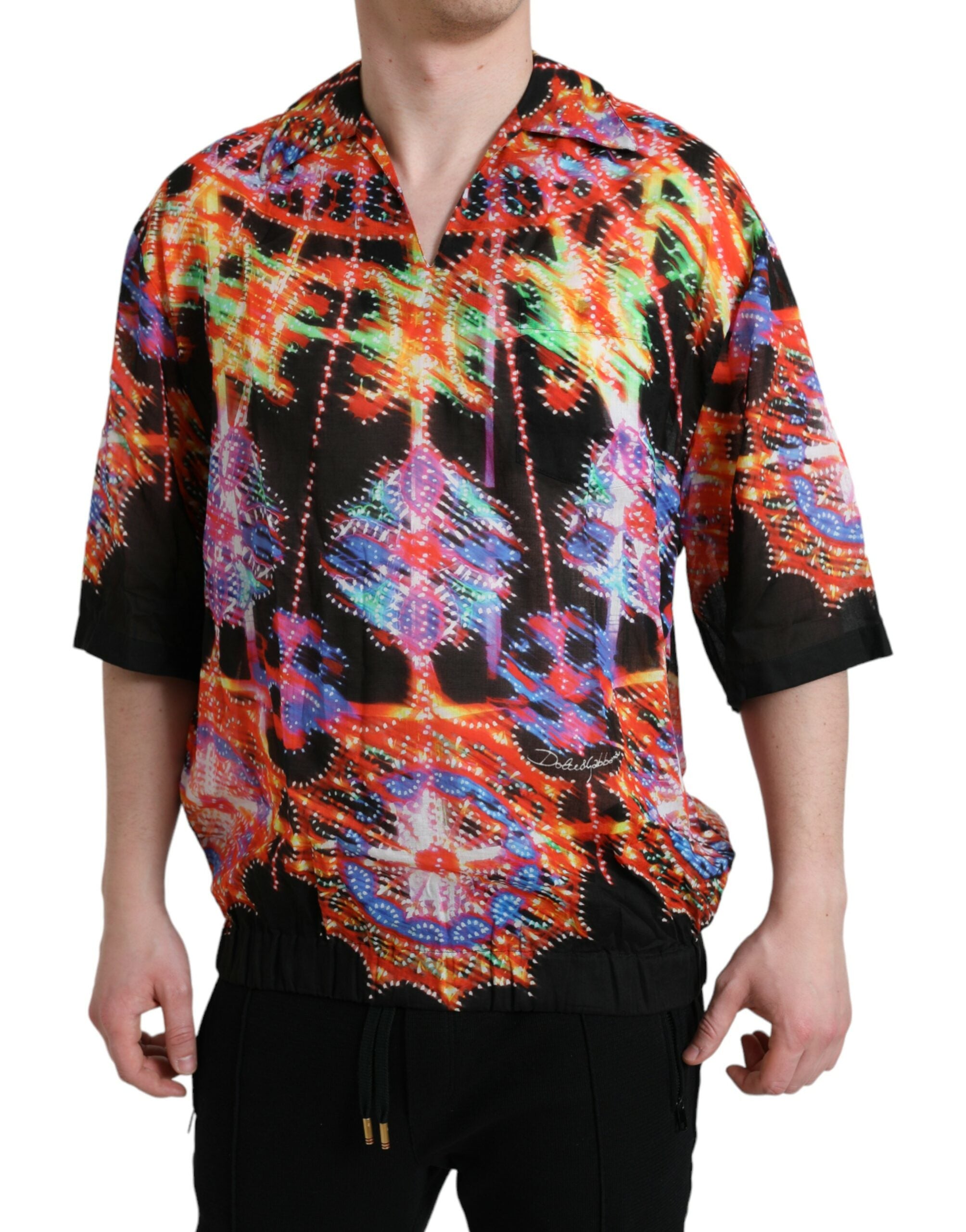 Multicolor Luminarie Print Cotton T-shirt - ventzia