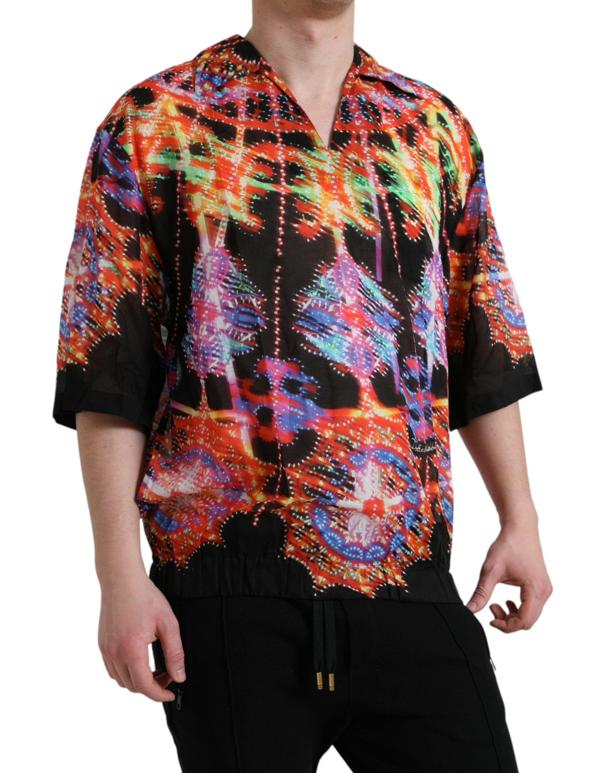 Multicolor Luminarie Print Cotton T-shirt - ventzia