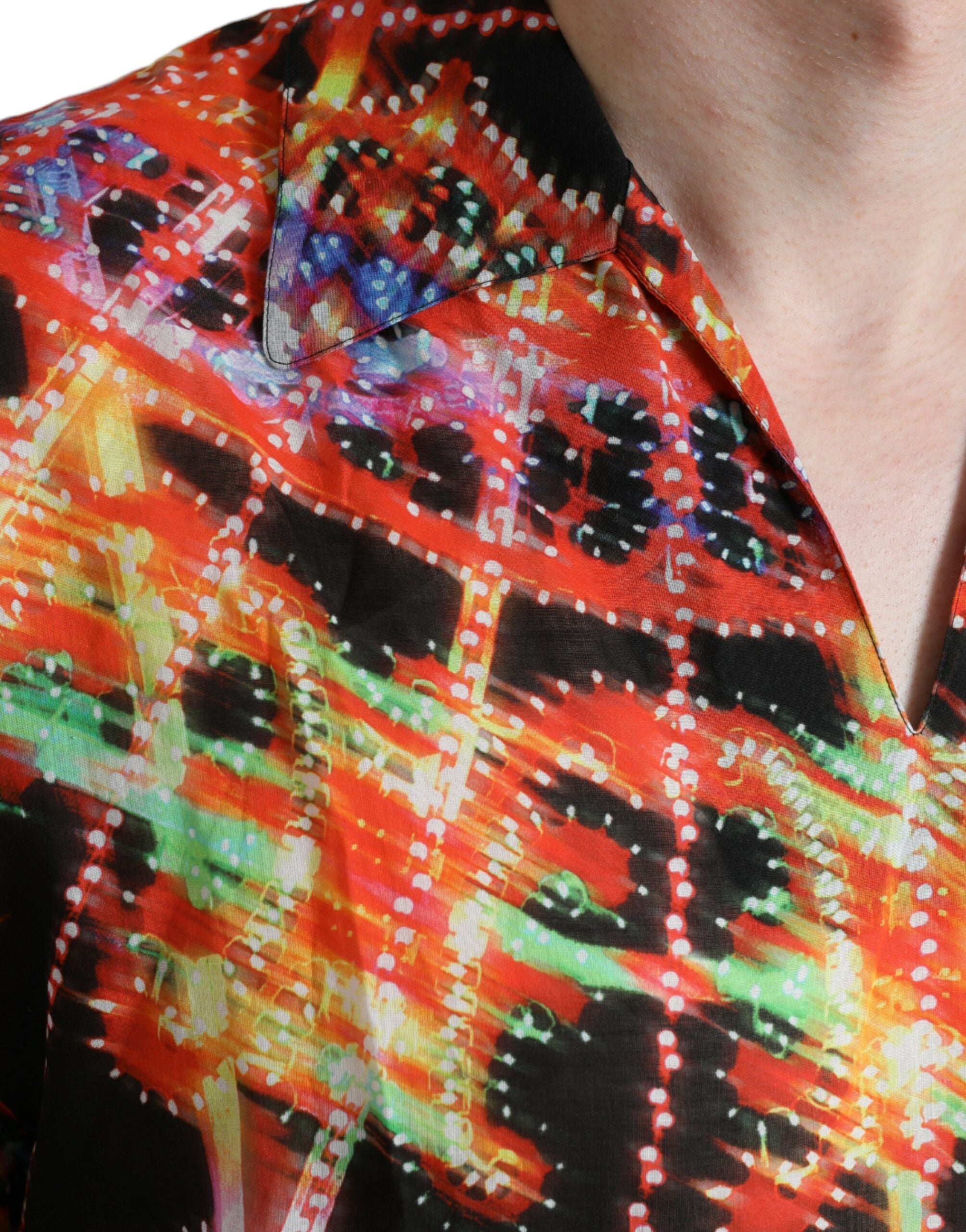 Multicolor Luminarie Print Cotton T-shirt - ventzia