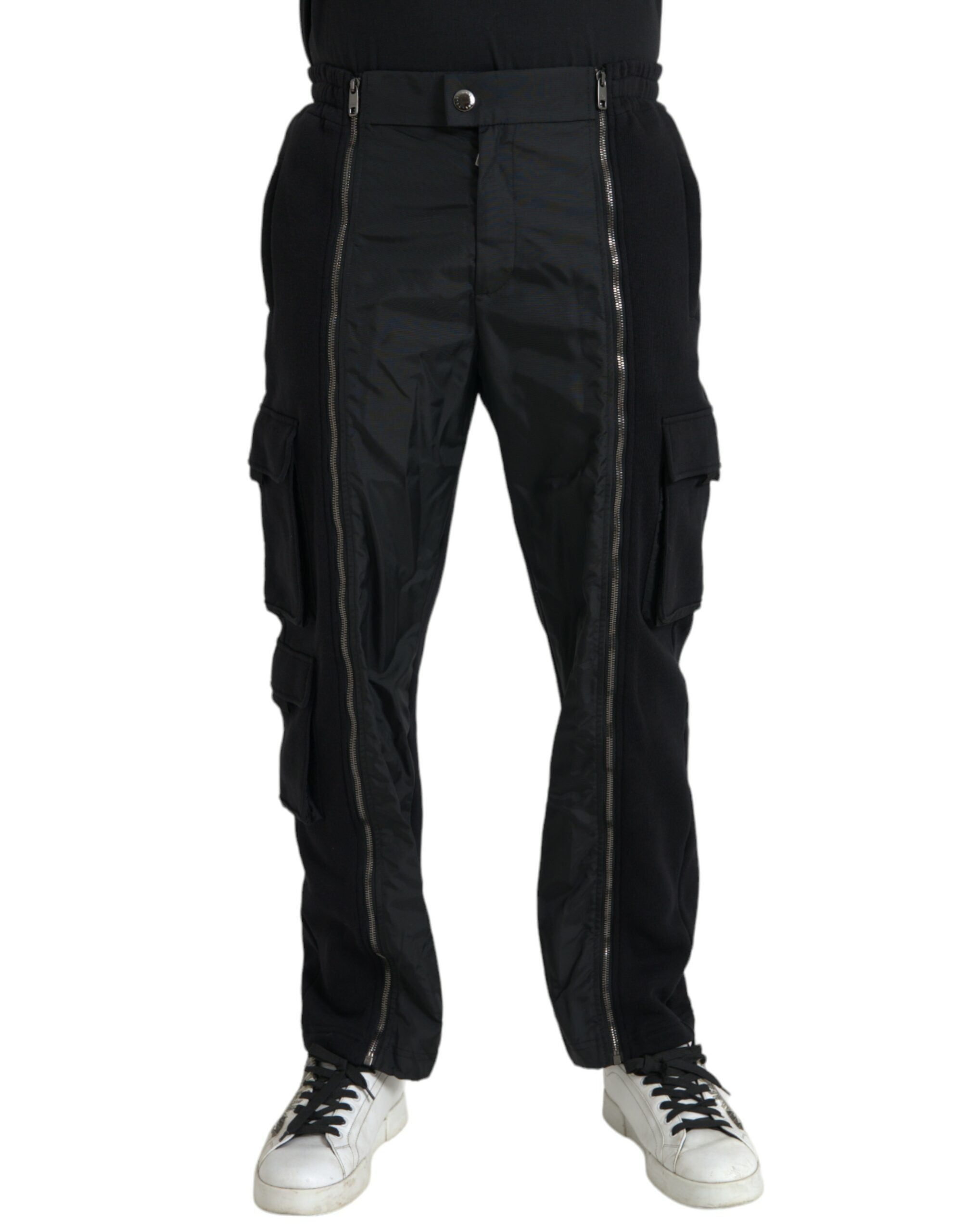 Black Cotton Blend Skinny Pants - ventzia
