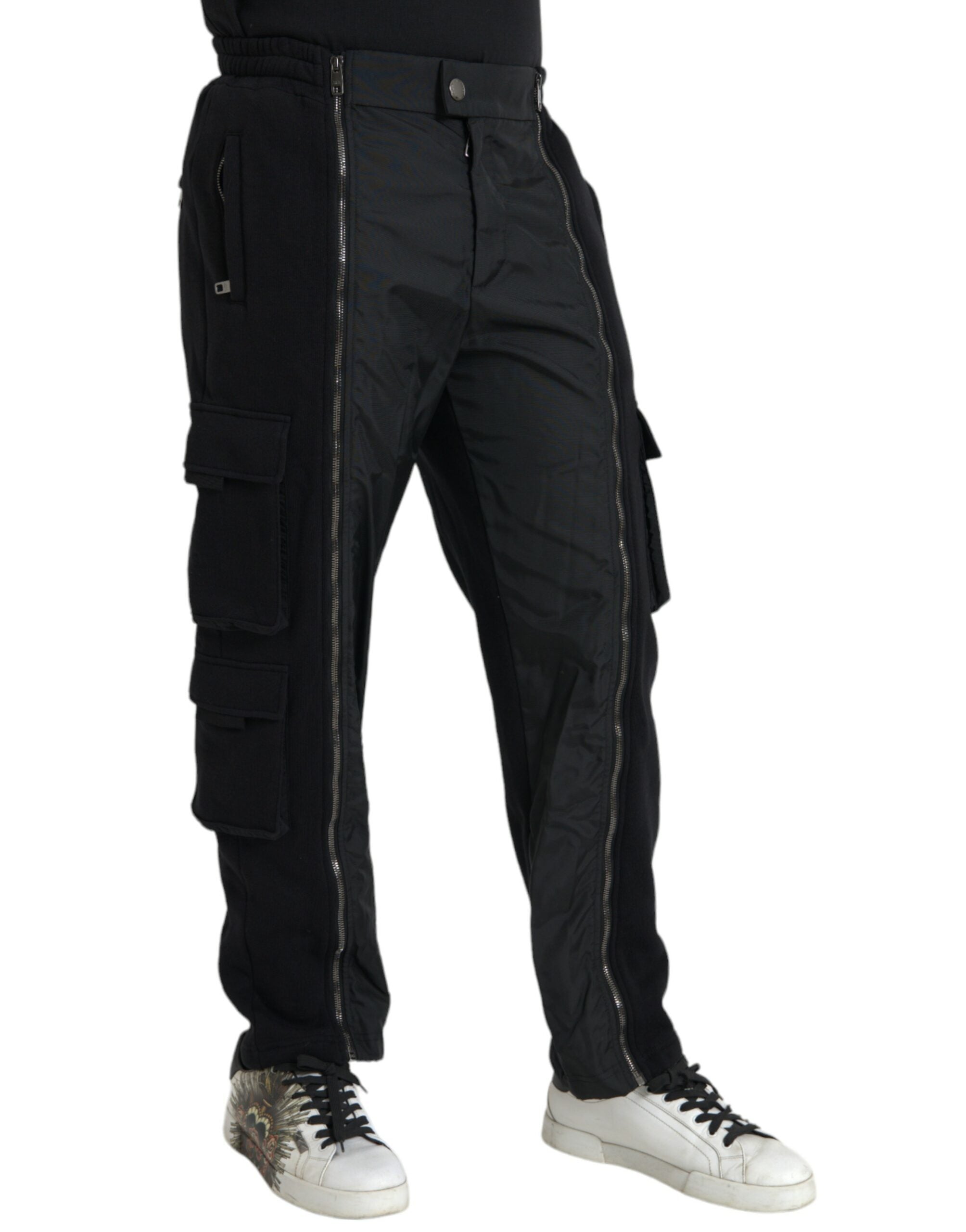 Black Cotton Blend Skinny Pants - ventzia