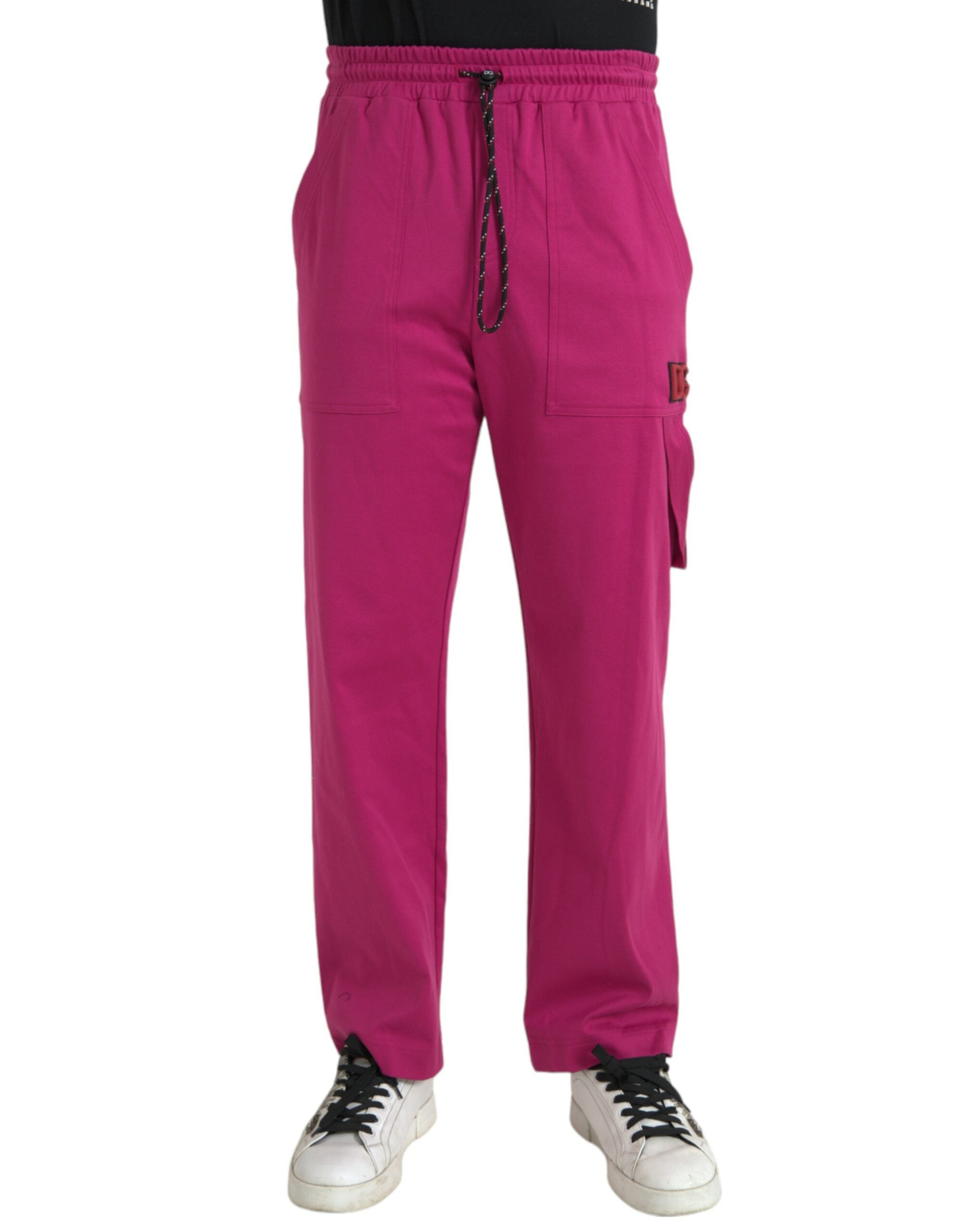 Pink Logo Cargo Cotton Jogger Sweatpants Pants - ventzia