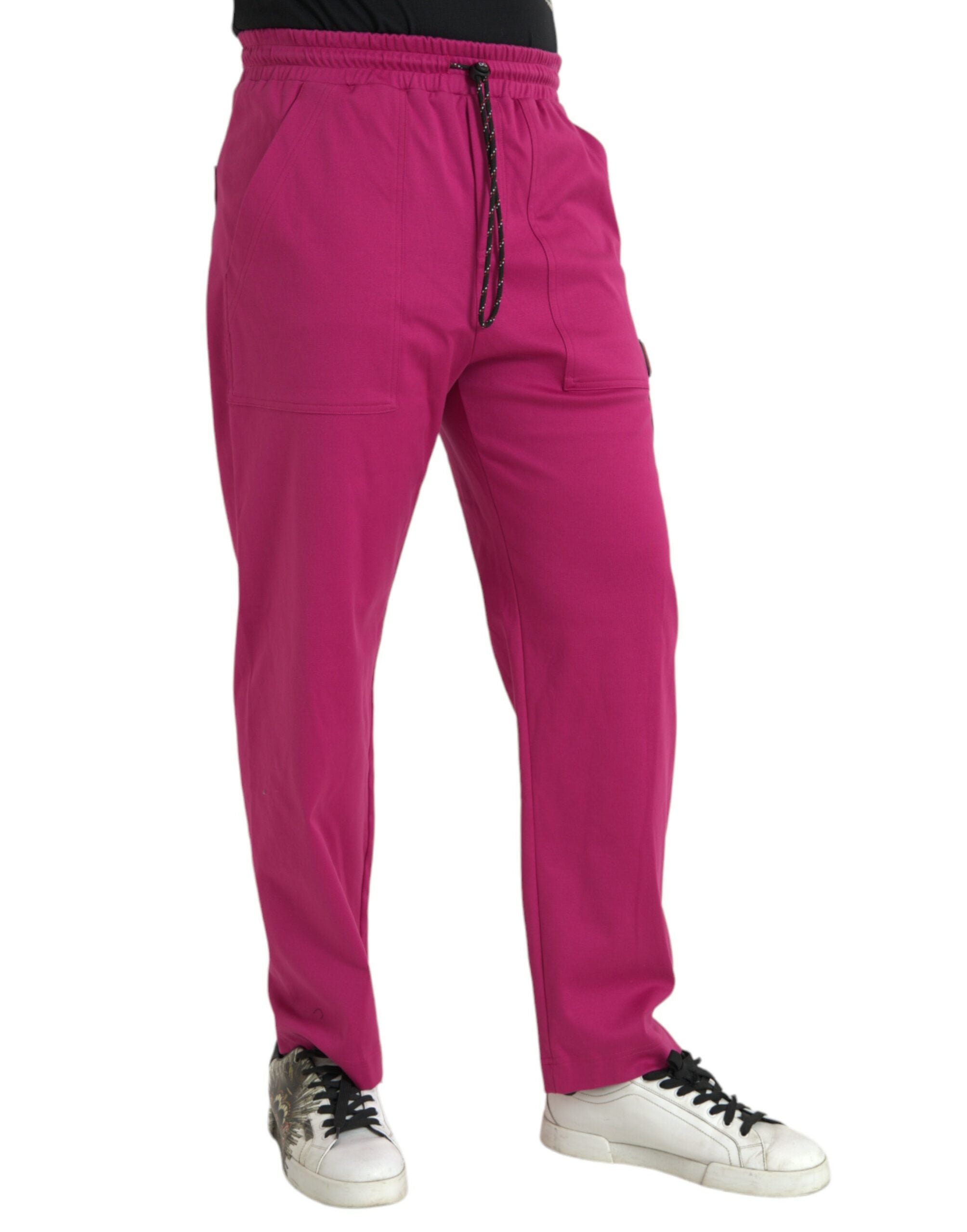 Pink Logo Cargo Cotton Jogger Sweatpants Pants - ventzia