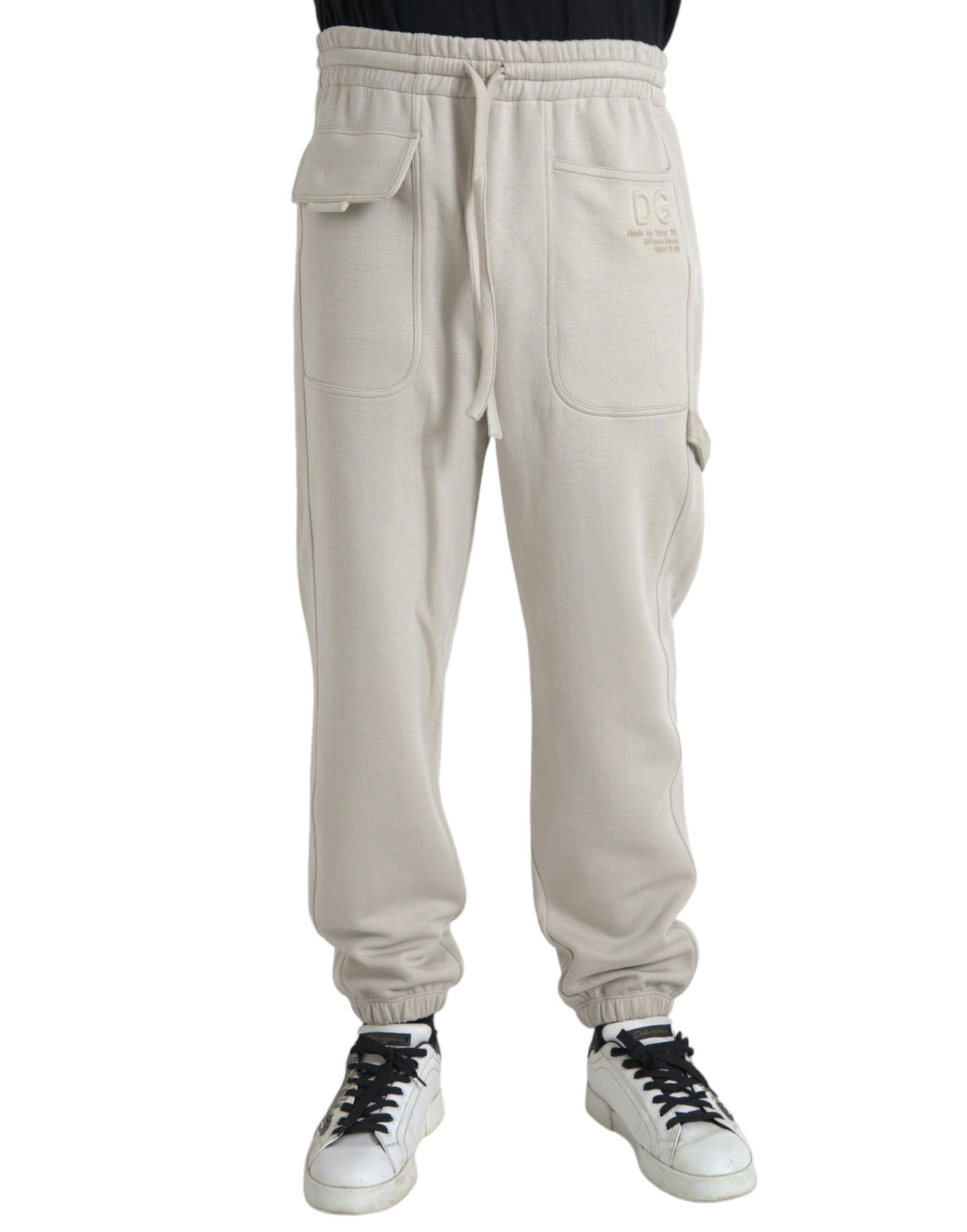 Off White Viscose Cargo Jogger Sweatpants Pants - ventzia