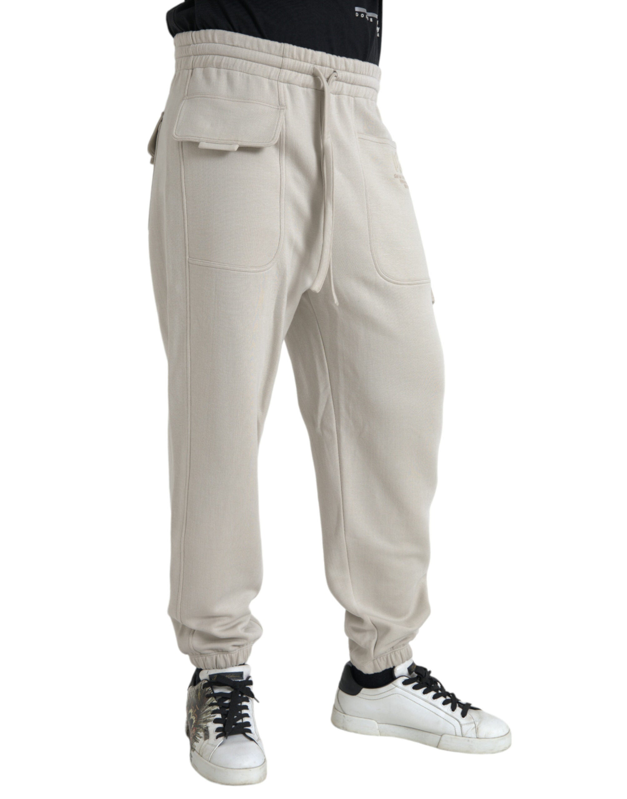 Off White Viscose Cargo Jogger Sweatpants Pants - ventzia