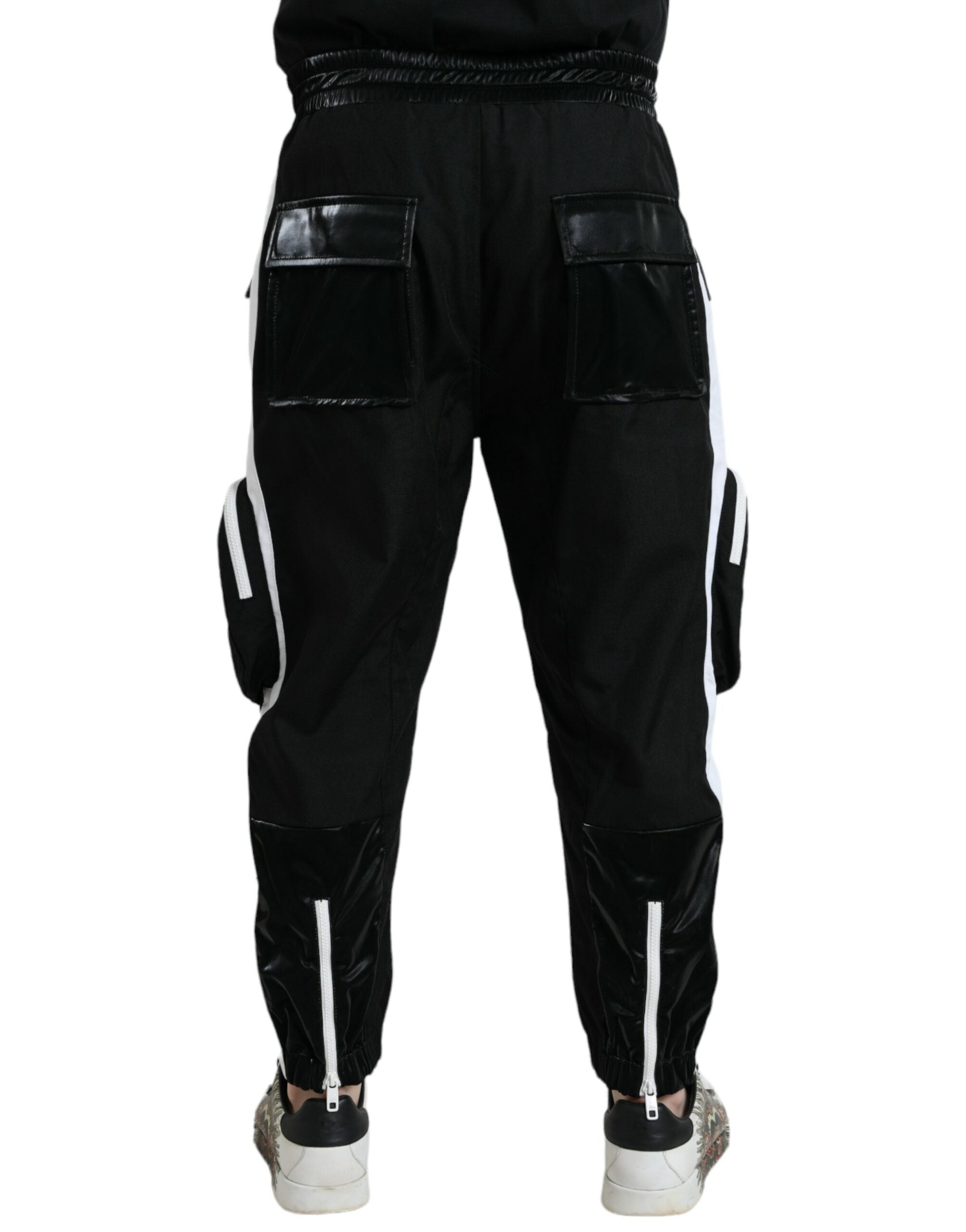 Black Nylon Cargo Jogger Men Sweatpants Pants - ventzia