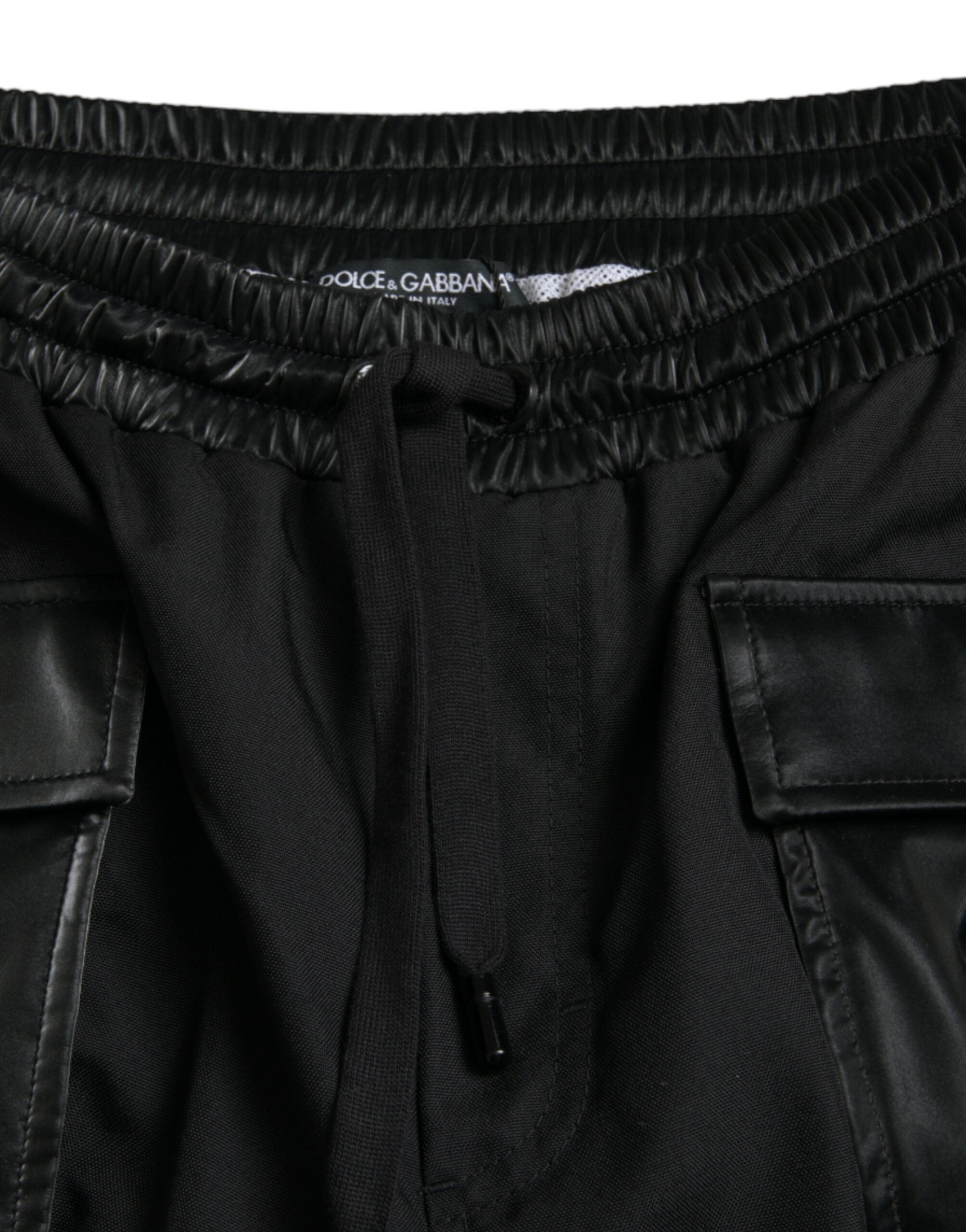 Black Nylon Cargo Jogger Men Sweatpants Pants - ventzia