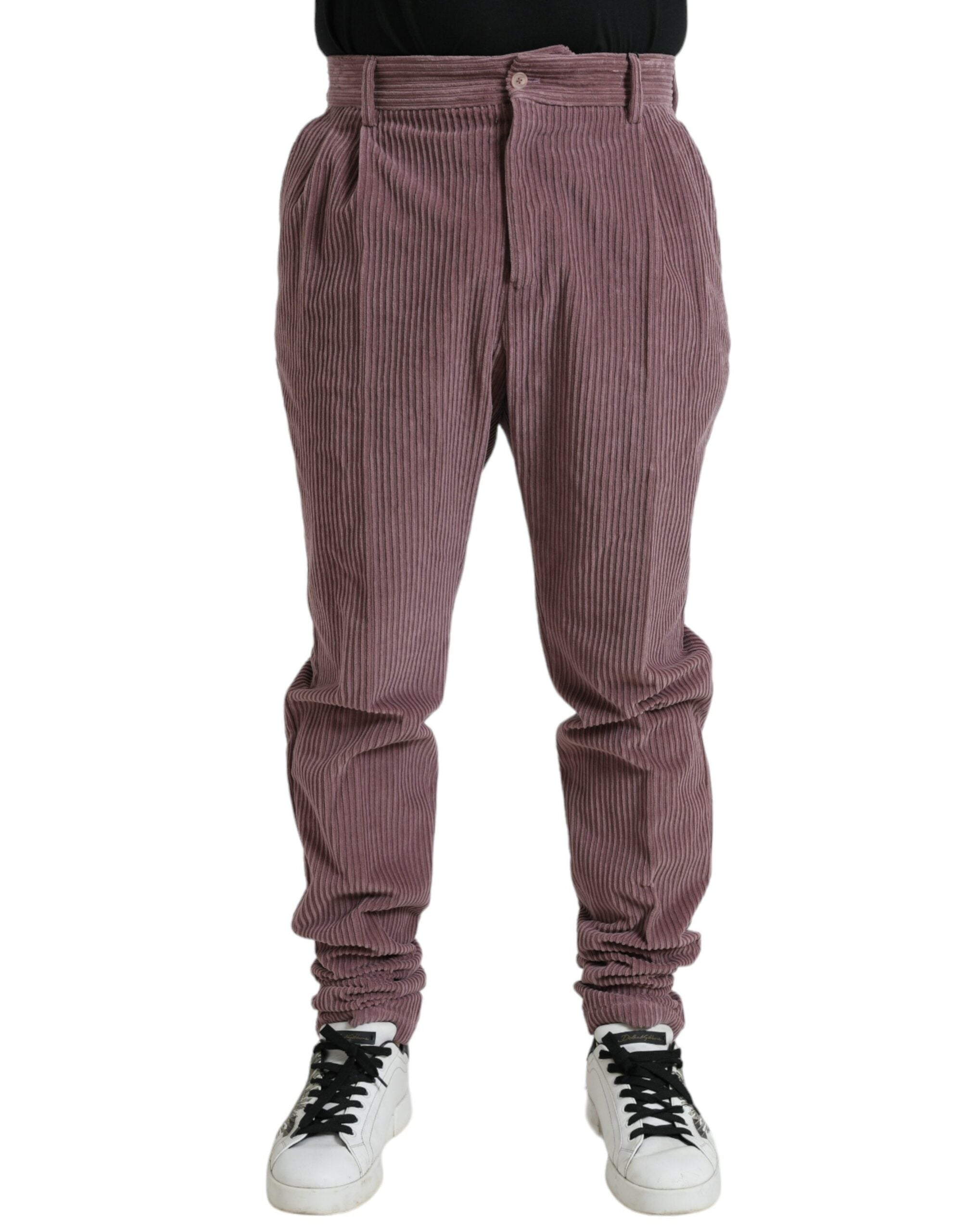 Purple Corduroy Cotton Stretch Skinny Pants - ventzia