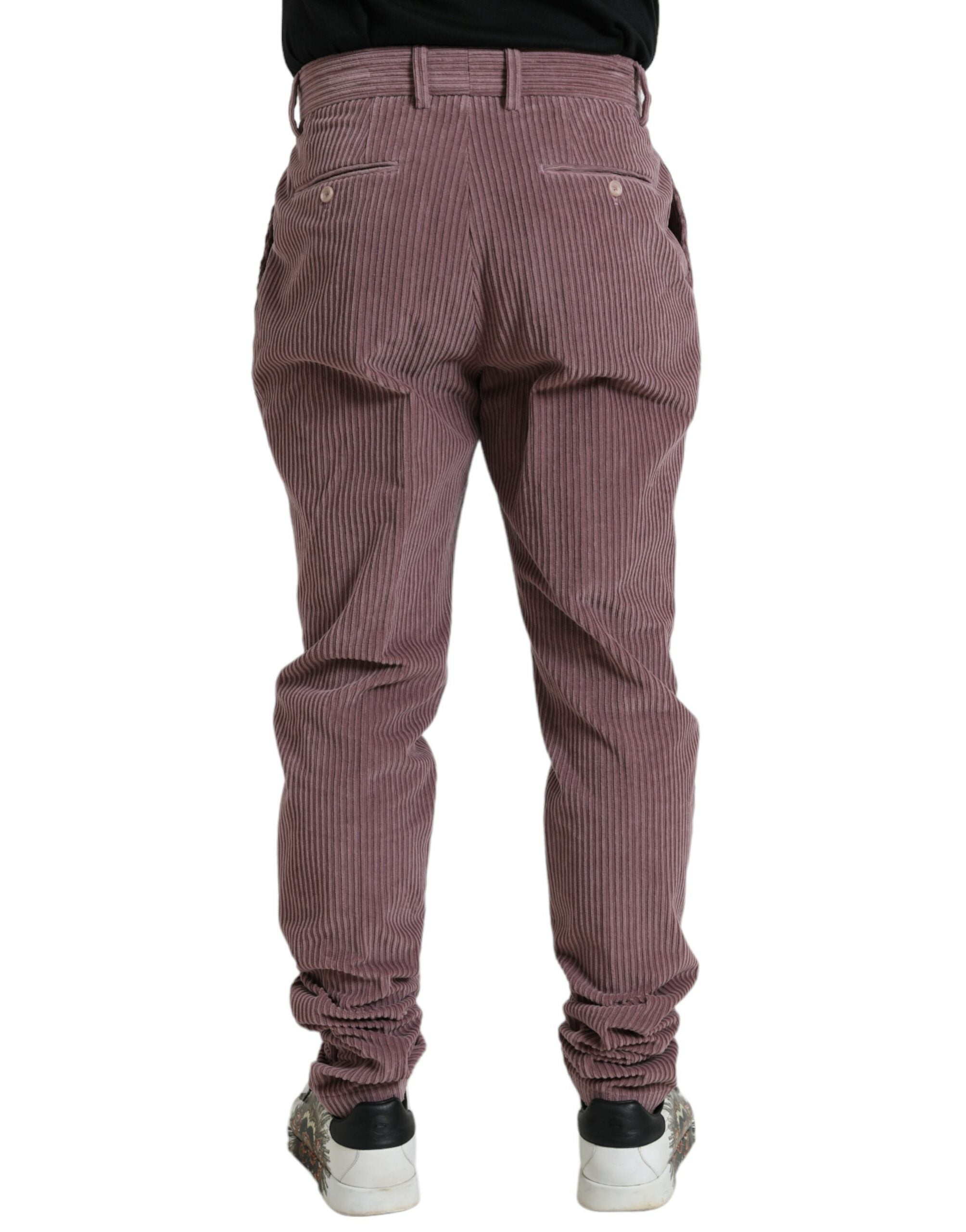 Purple Corduroy Cotton Stretch Skinny Pants - ventzia