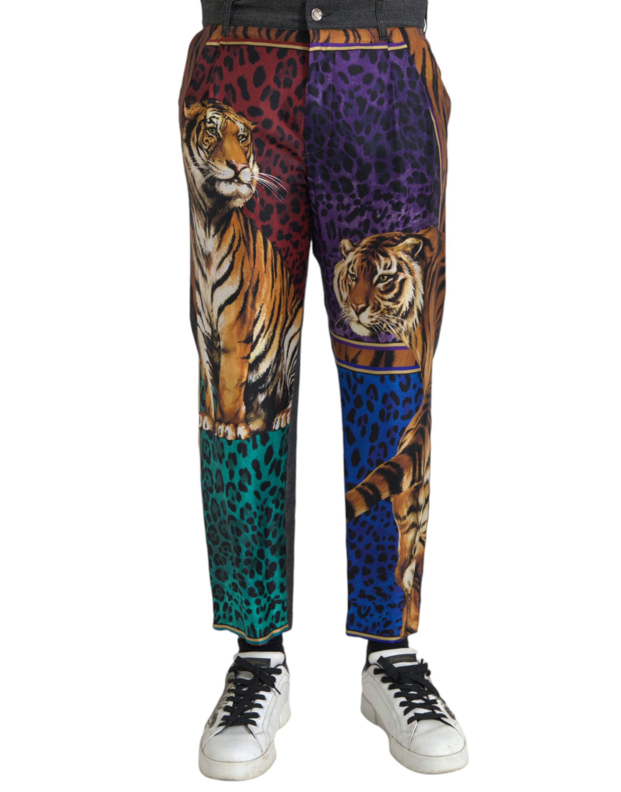 Multicolor Tiger Leopard Cotton Loose Tapered Pants - ventzia