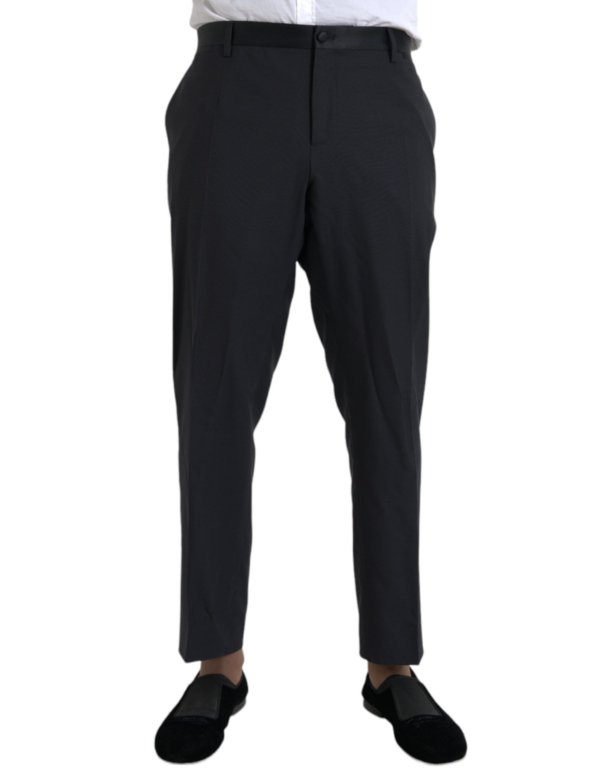 Blue Wool Men Skinny Dress Pants - ventzia