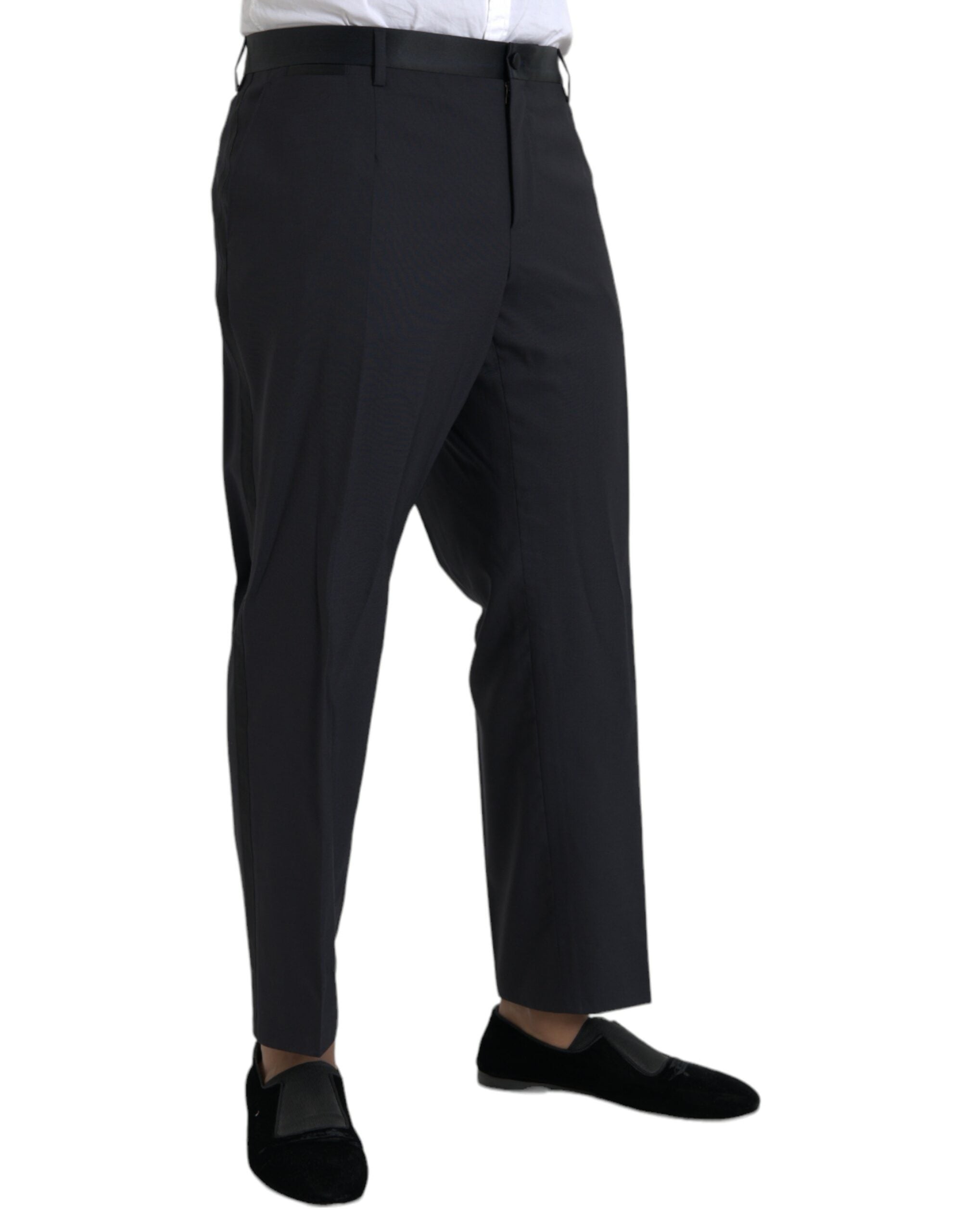 Blue Wool Men Skinny Dress Pants - ventzia
