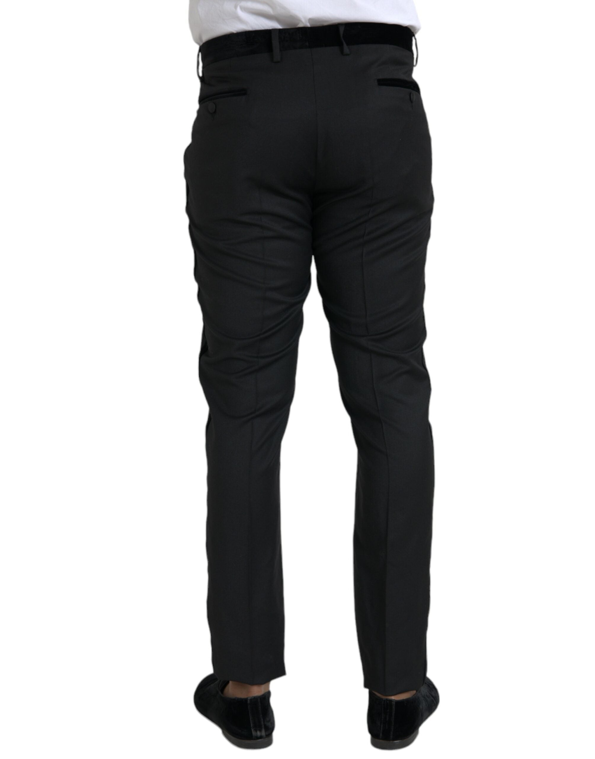 Black Silk Men Skinny Dress Pants - ventzia