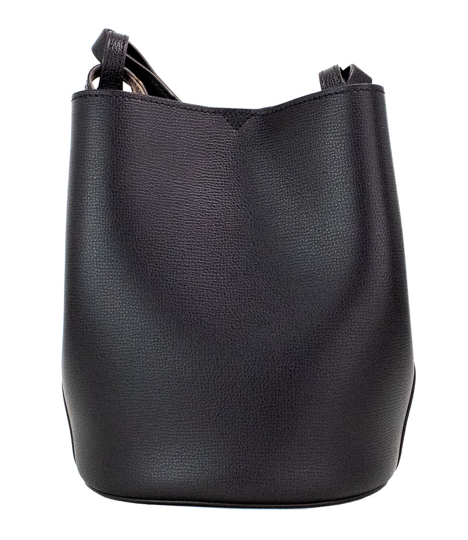 Lorne Small Black Haymarket Check Pebble Leather Bucket Handbag Purse - ventzia