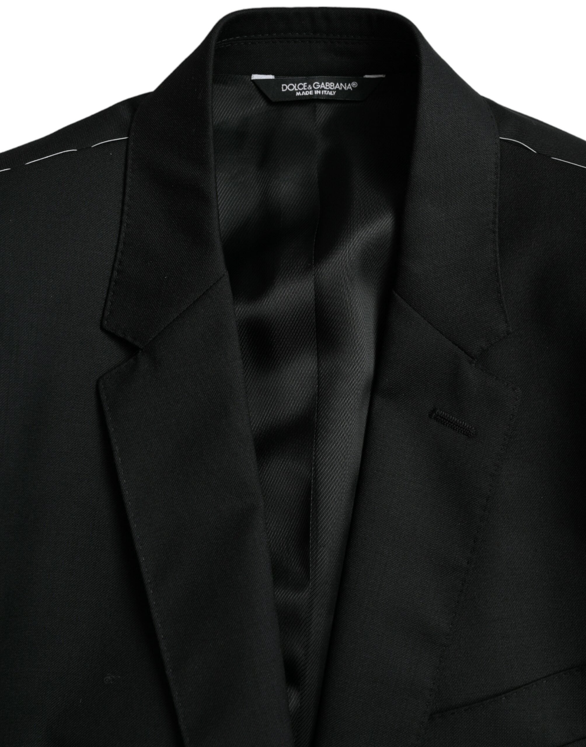 Black Wool MARTINI Single Breasted Blazer - ventzia