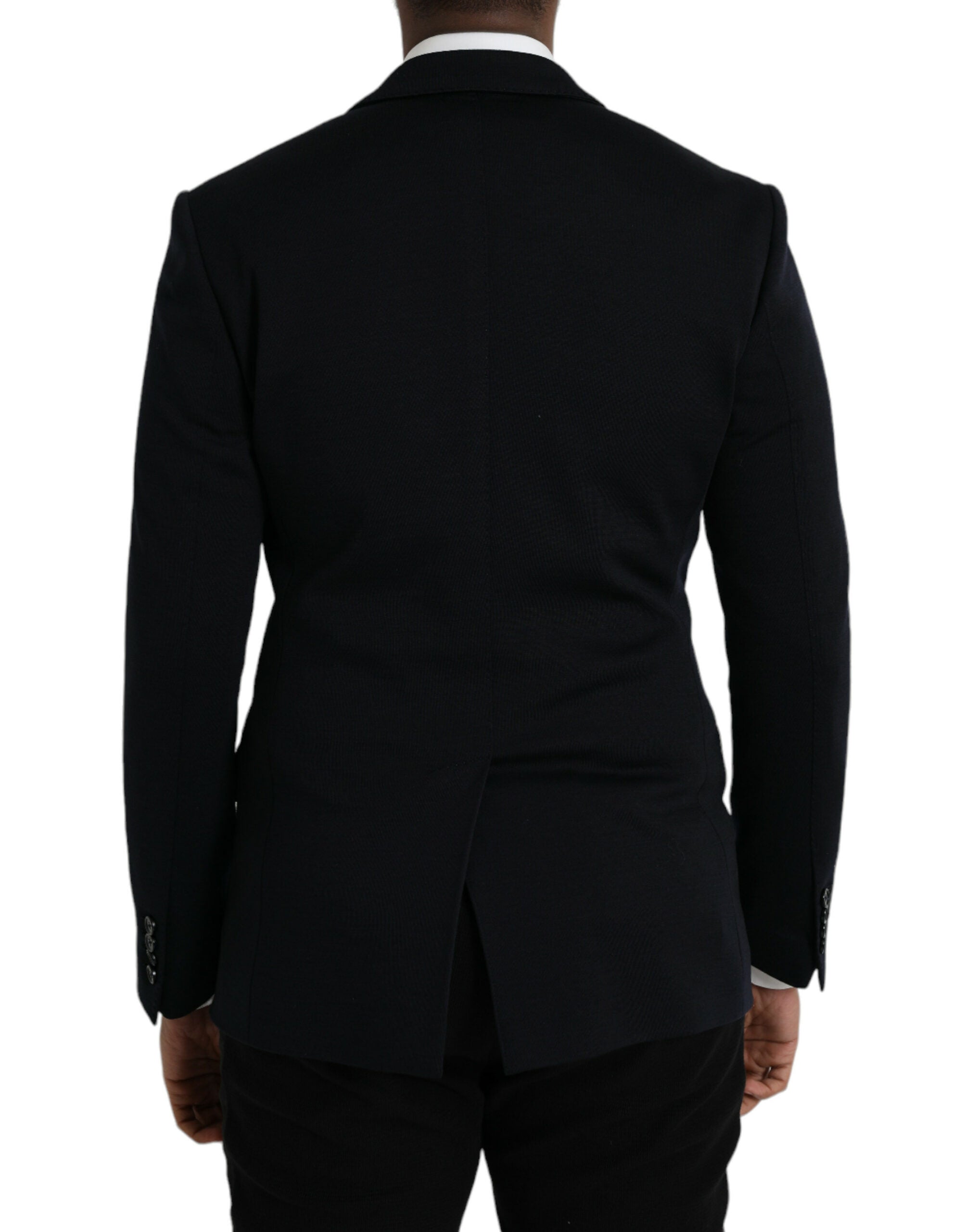 Black Wool Notch Single Breasted Coat Blazer - ventzia