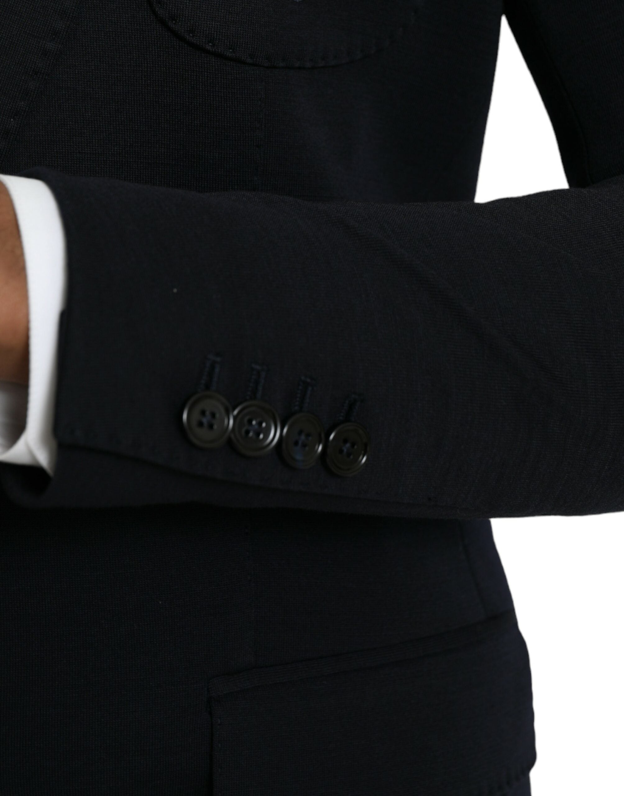 Black Wool Notch Single Breasted Coat Blazer - ventzia