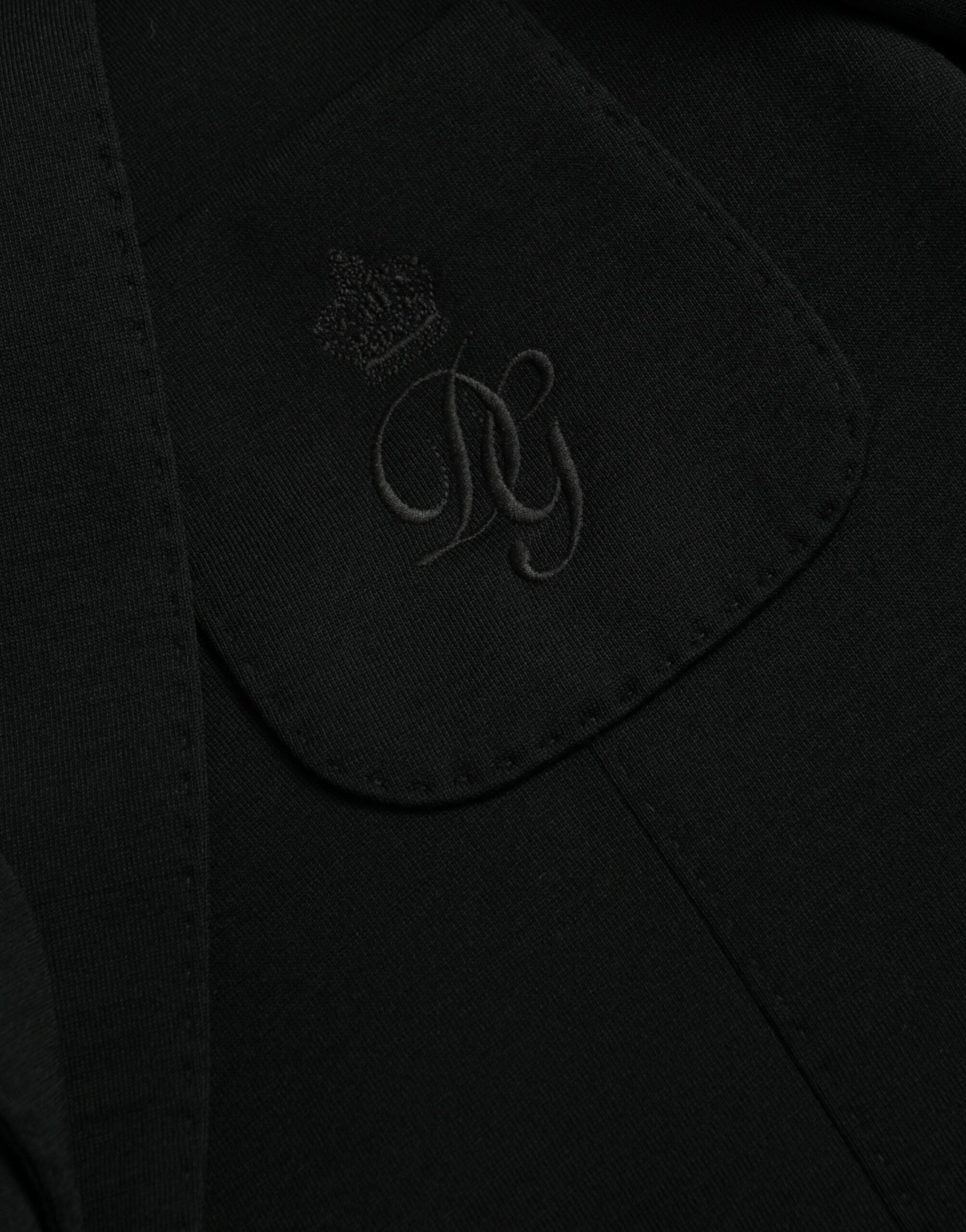 Black Wool Notch Single Breasted Coat Blazer - ventzia