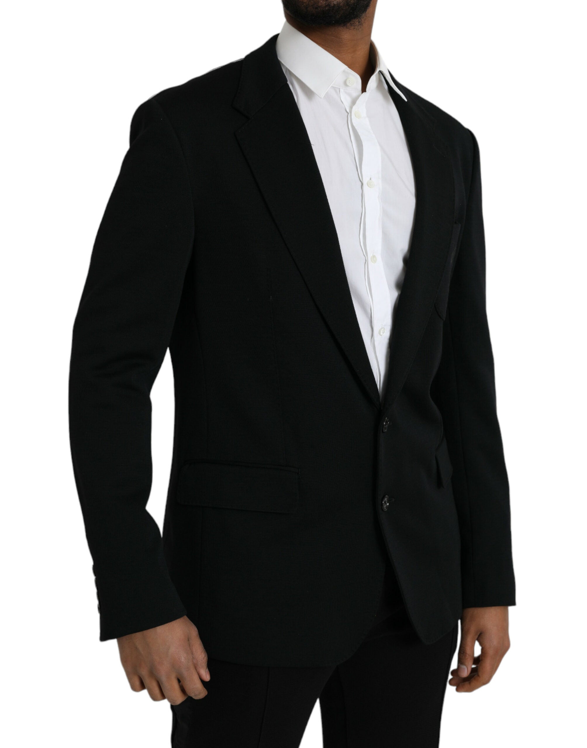 Black Wool Single Breasted Coat Blazer - ventzia