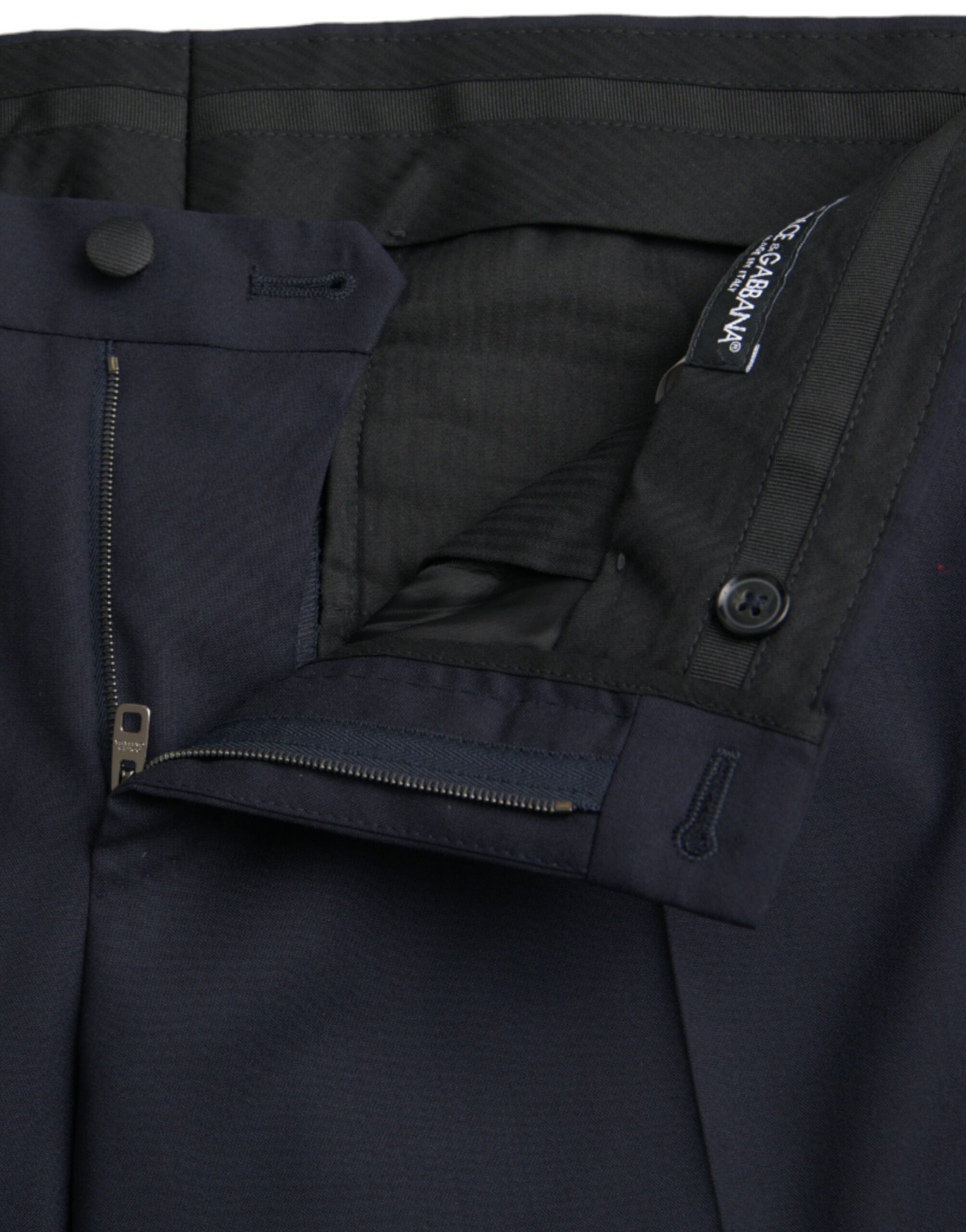 Dark Blue Wool Slim Fit Formal Pants - ventzia