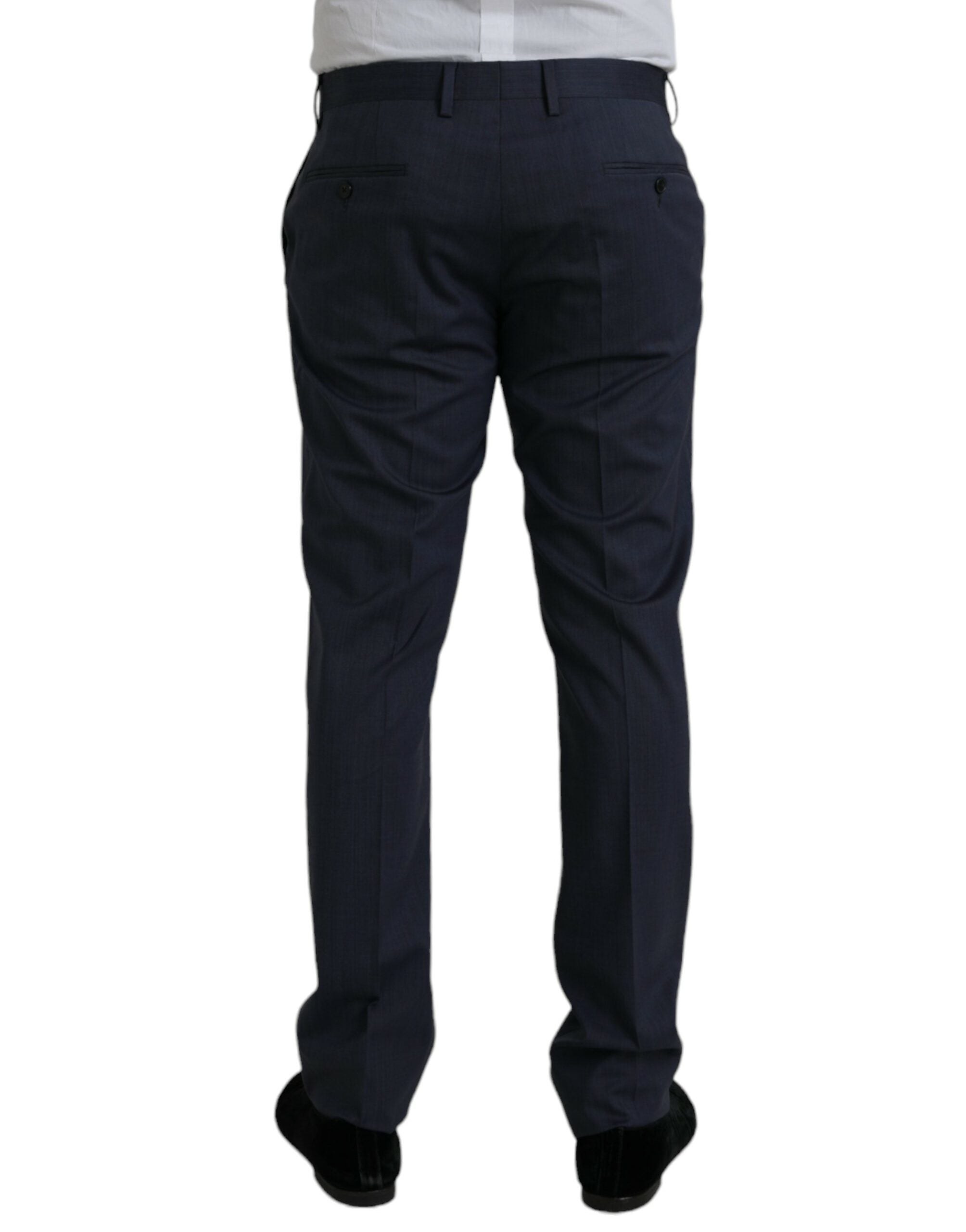 Blue Wool Slim Fit Dress Formal Pants - ventzia