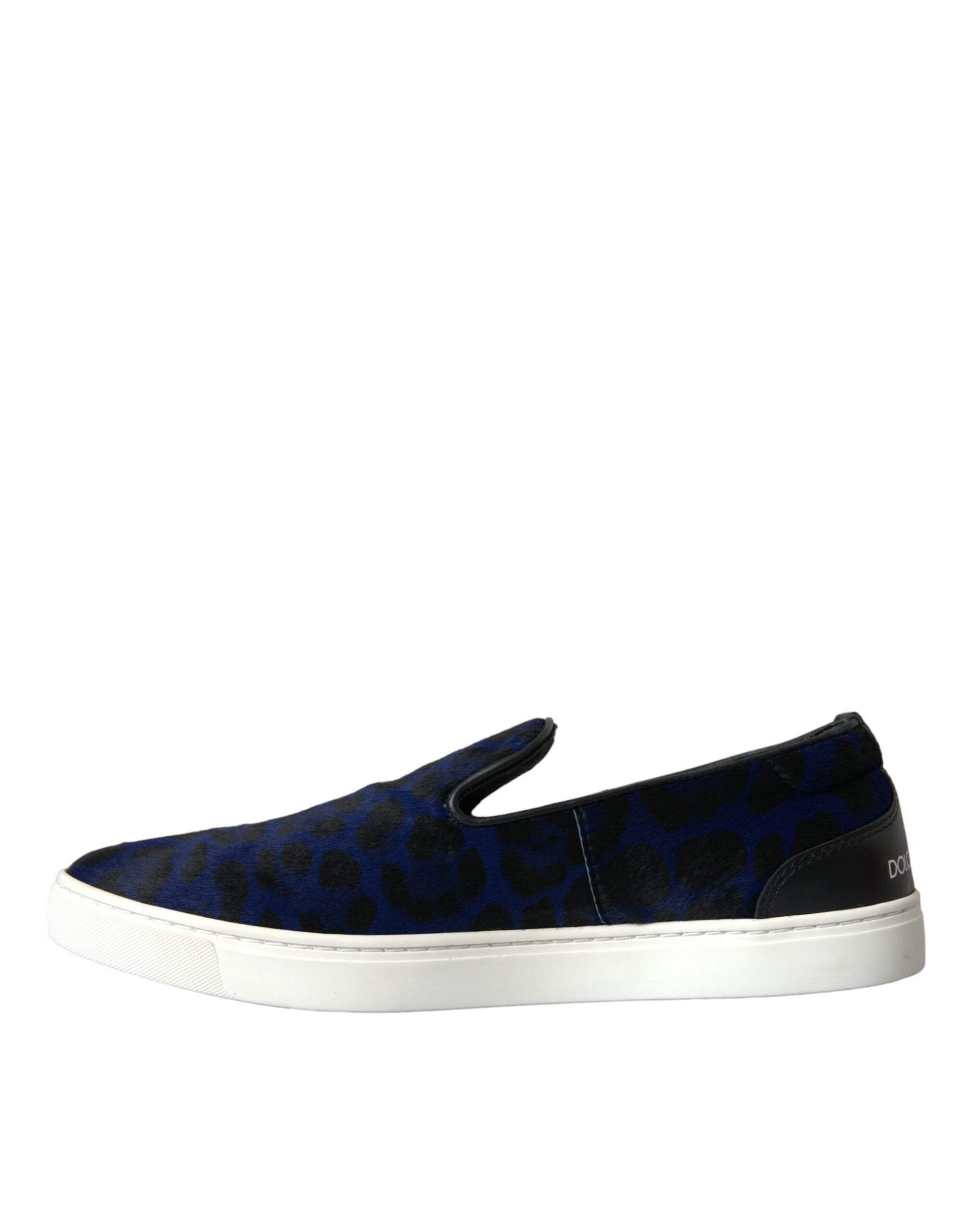 Blue Calfskin Hair Leopard Sneakers Shoes - ventzia