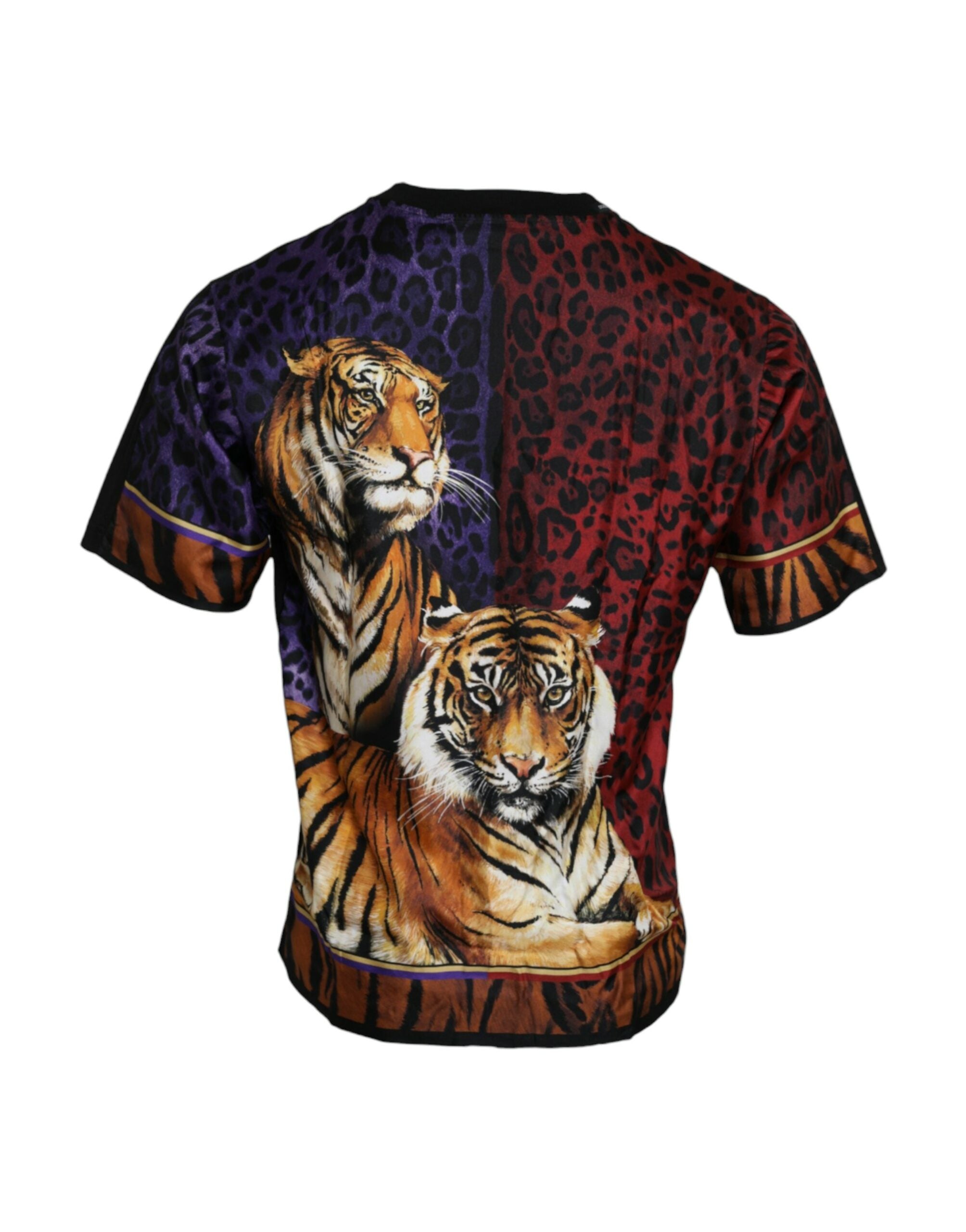 Multicolor Tiger Print Cotton Short Sleeves T-shirt - ventzia