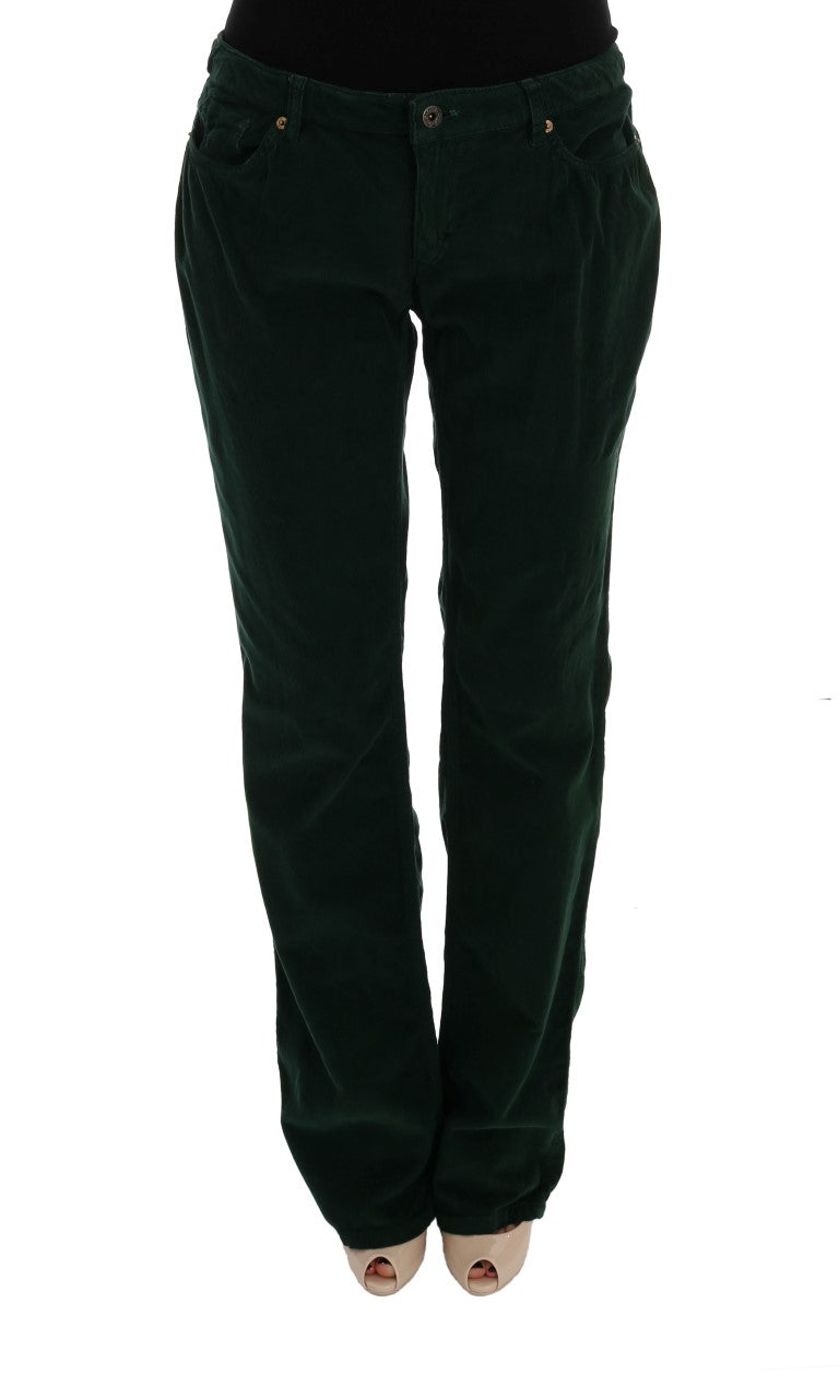 Elegant Green Cotton Blend Trousers - ventzia