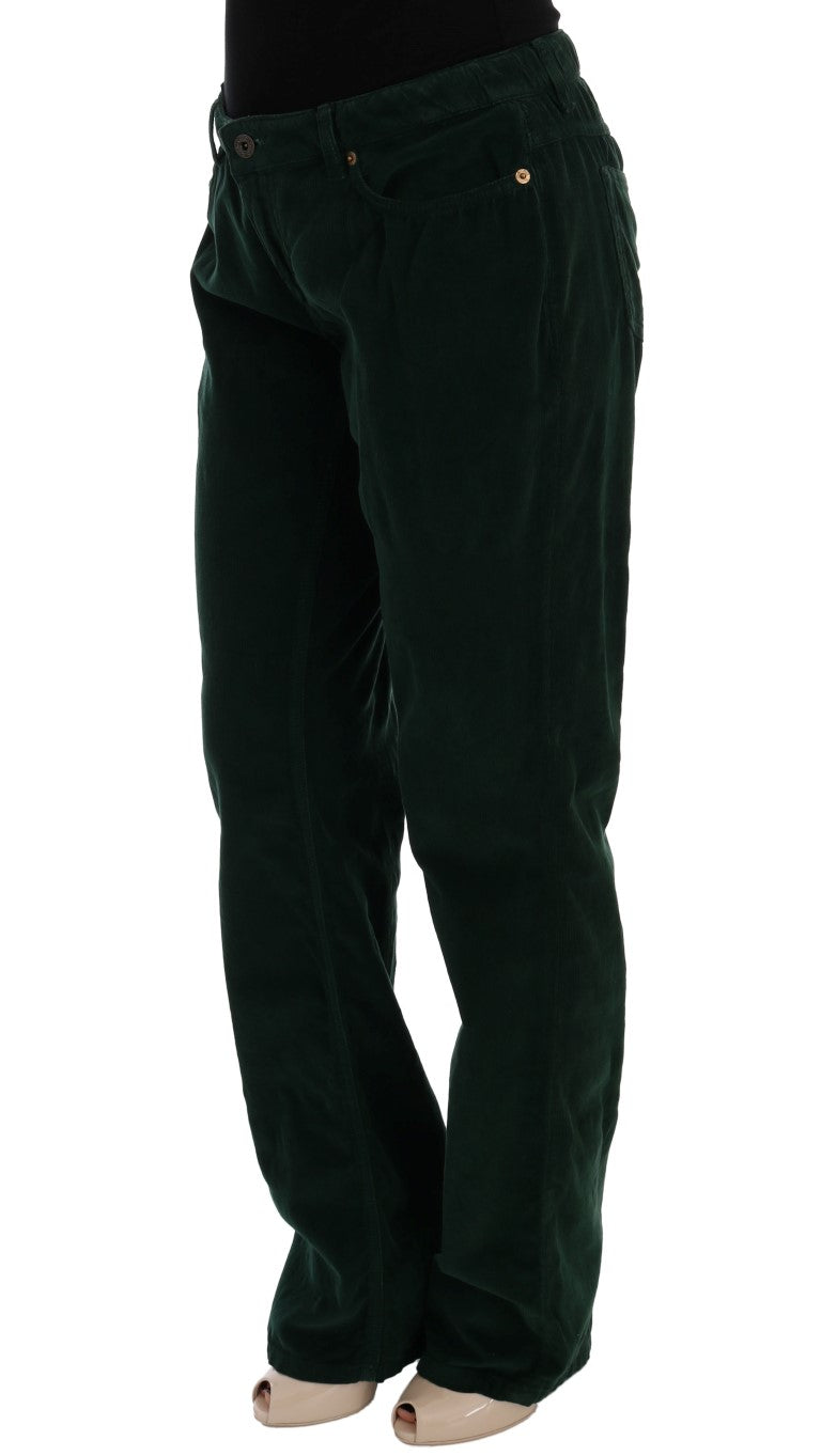 Elegant Green Cotton Blend Trousers - ventzia