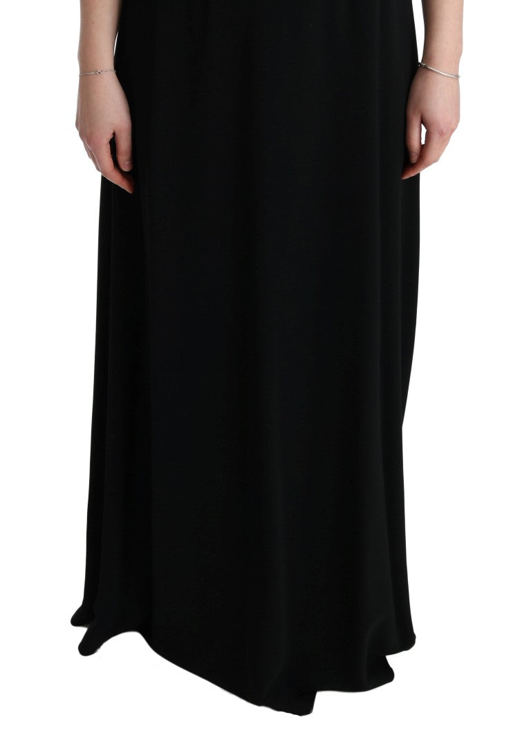 Elegant Black Floral Maxi Dress - ventzia