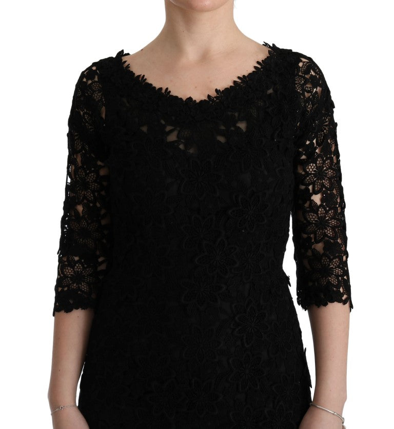 Elegant Black Sheath Dress with Silk Lining - ventzia