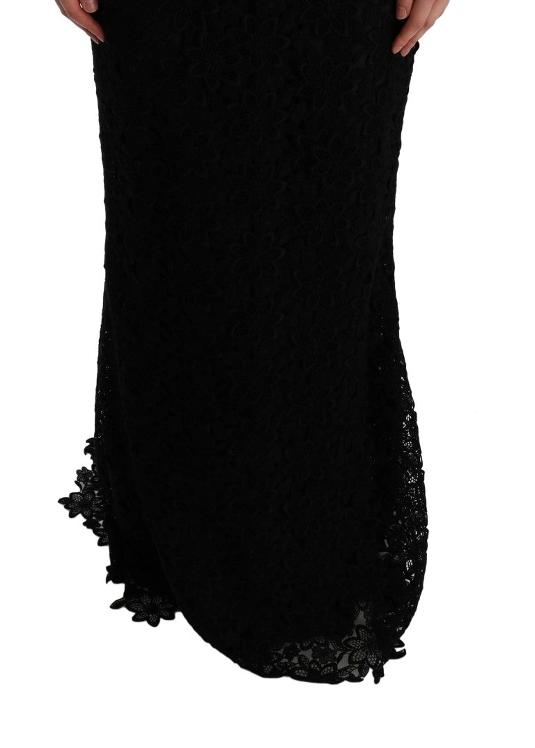 Elegant Black Sheath Dress with Silk Lining - ventzia