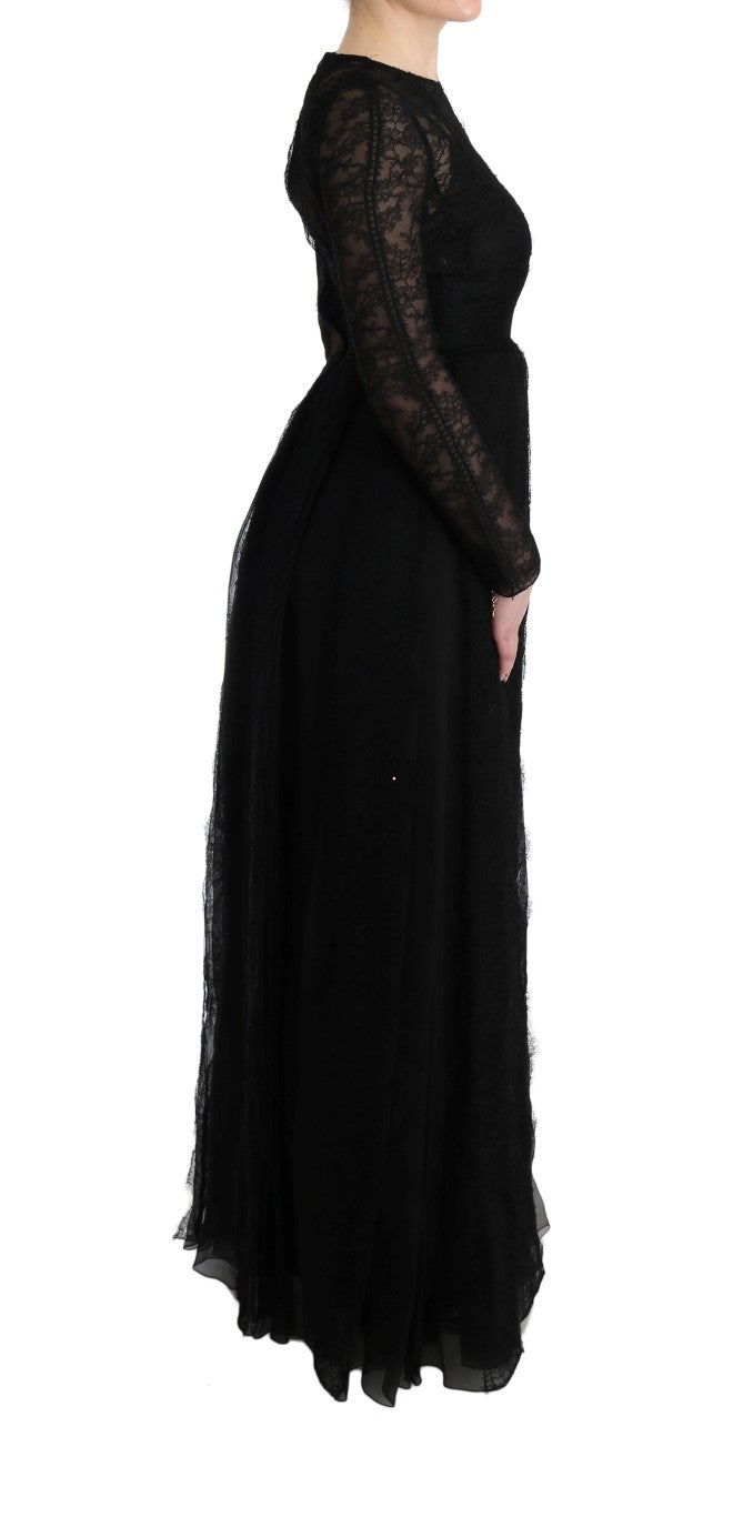 Elegant Black Sheath Long Sleeve Dress - ventzia