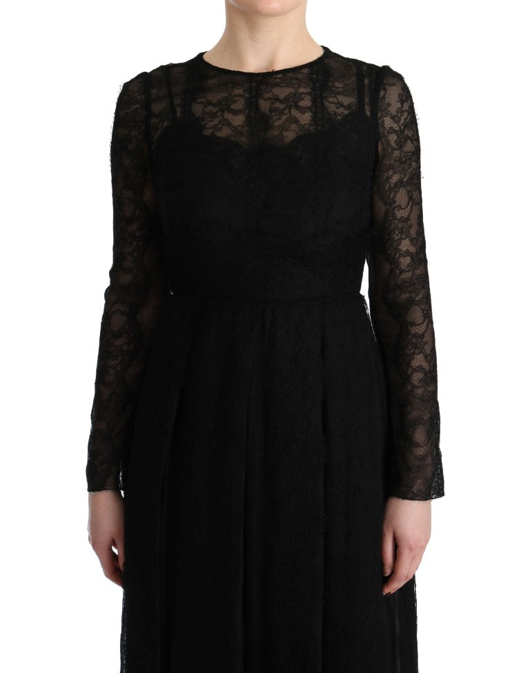 Elegant Black Sheath Long Sleeve Dress - ventzia