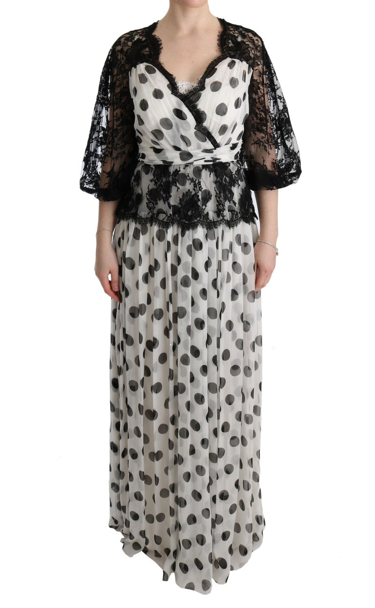 Elegant Polka Dotted Full Length Gown - ventzia