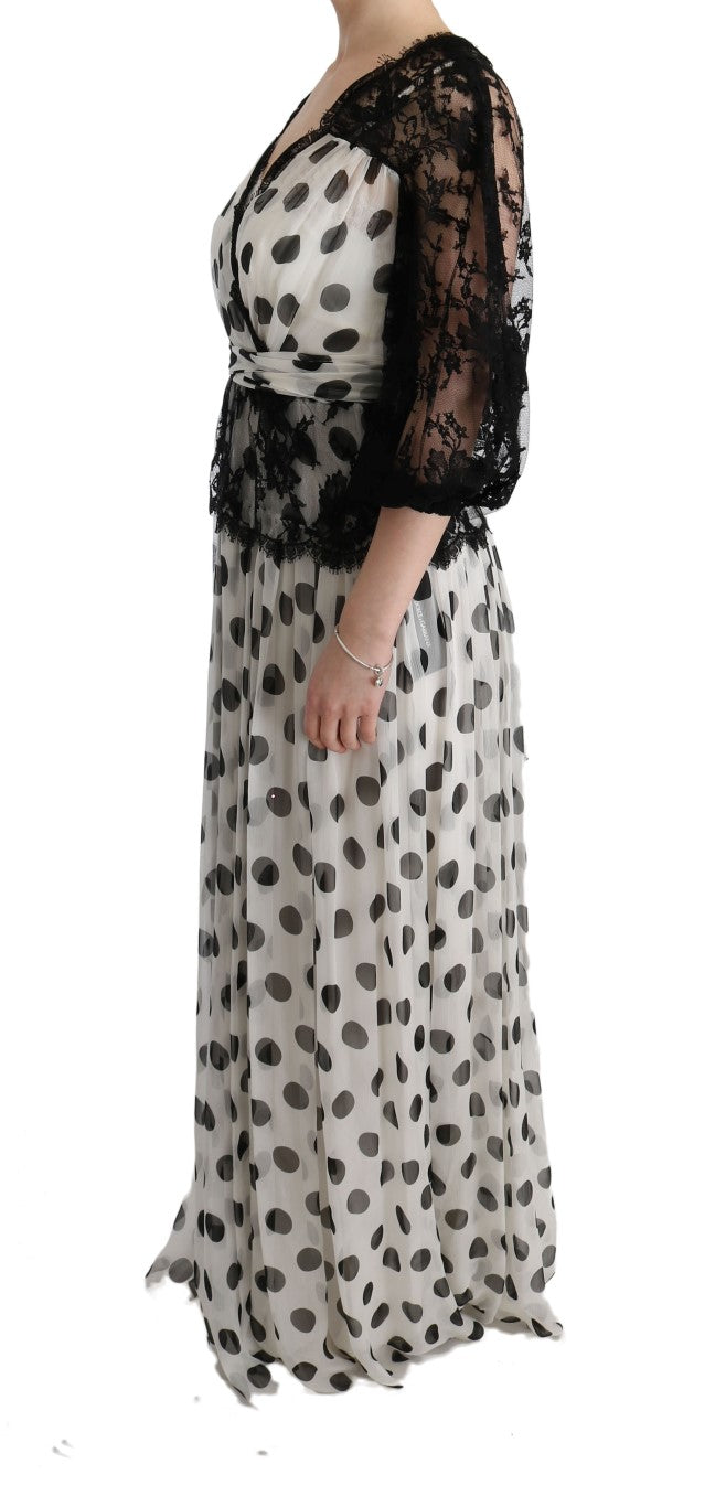 Elegant Polka Dotted Full Length Gown - ventzia