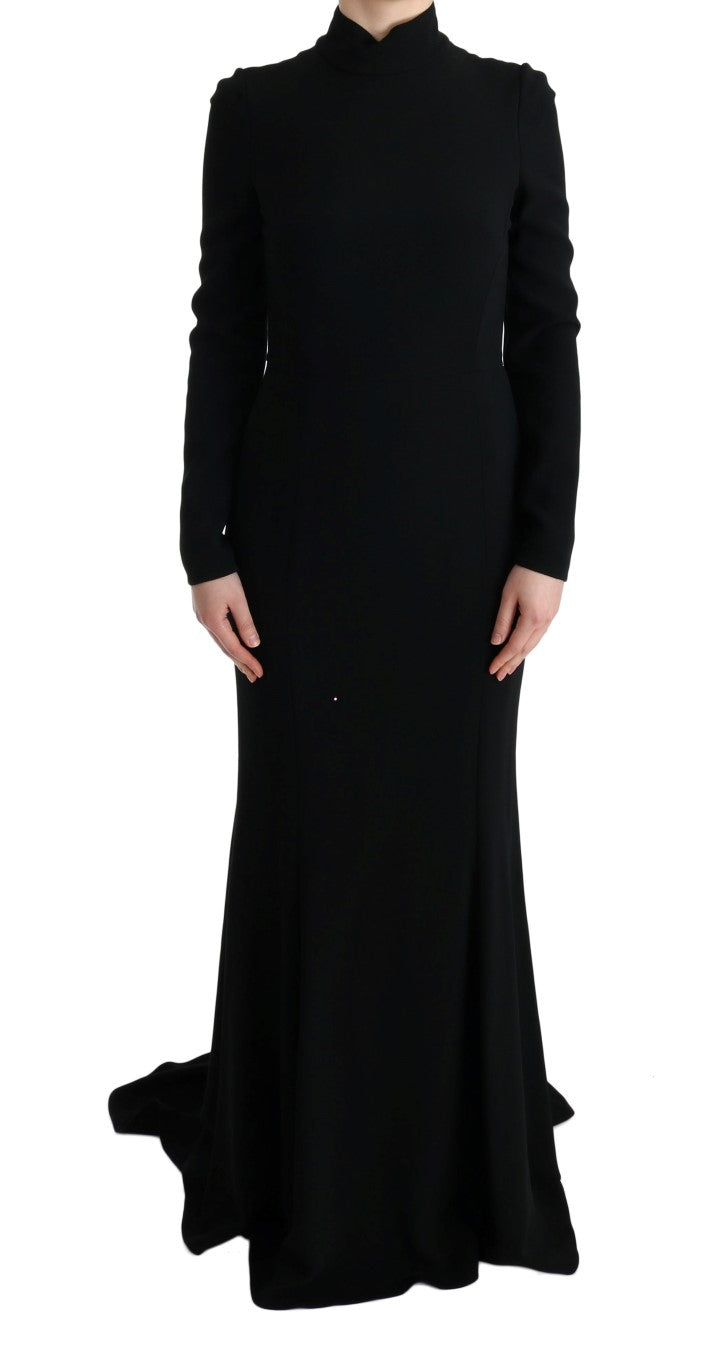 Elegant Full Length Sheath Gown in Black - ventzia