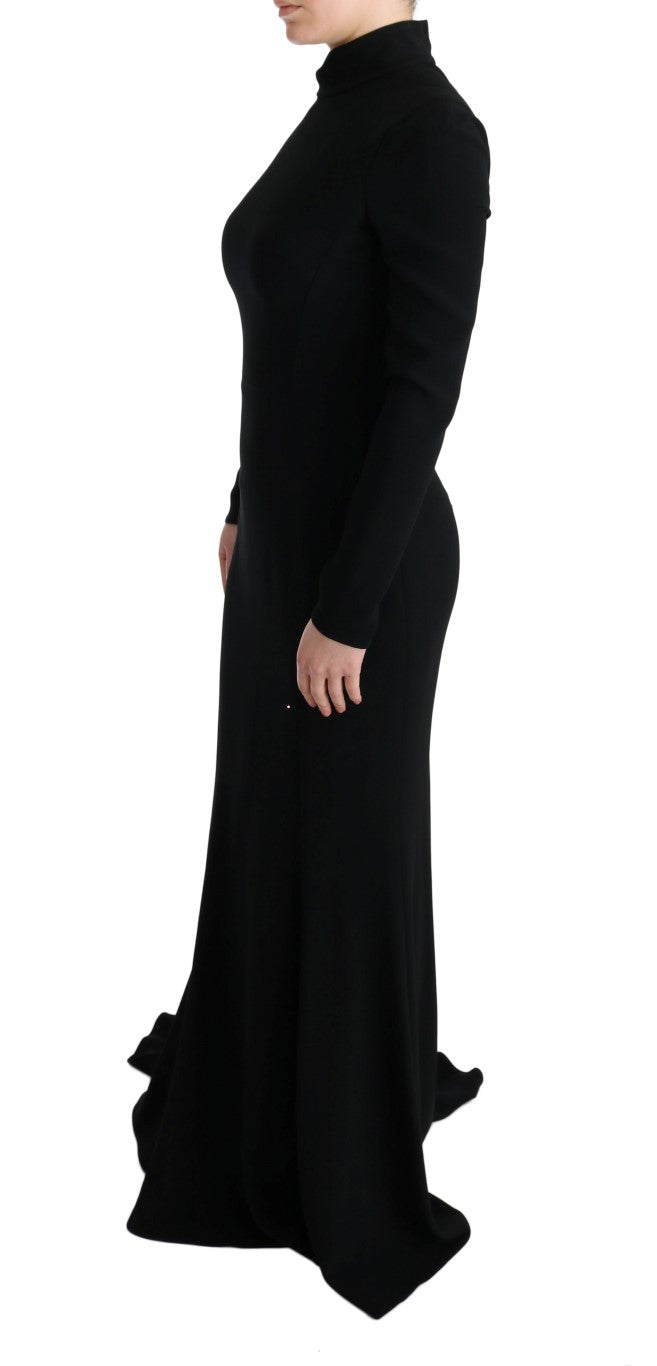 Elegant Full Length Sheath Gown in Black - ventzia