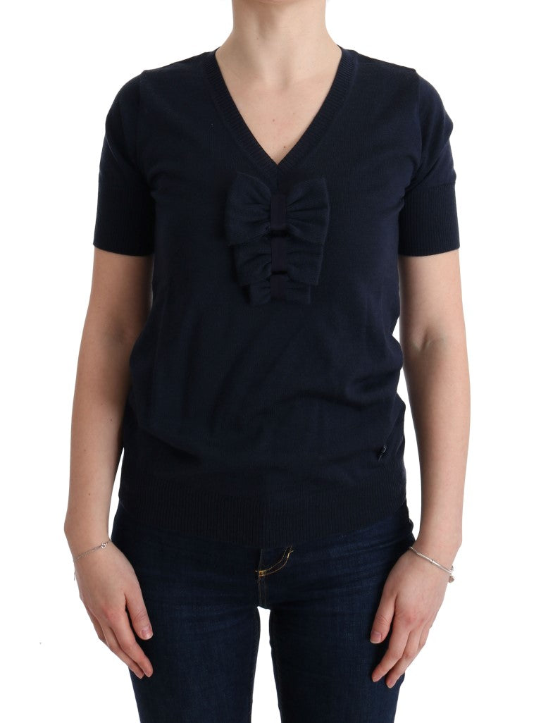 Elegant Blue Wool Top - Chic Everyday Elegance - ventzia