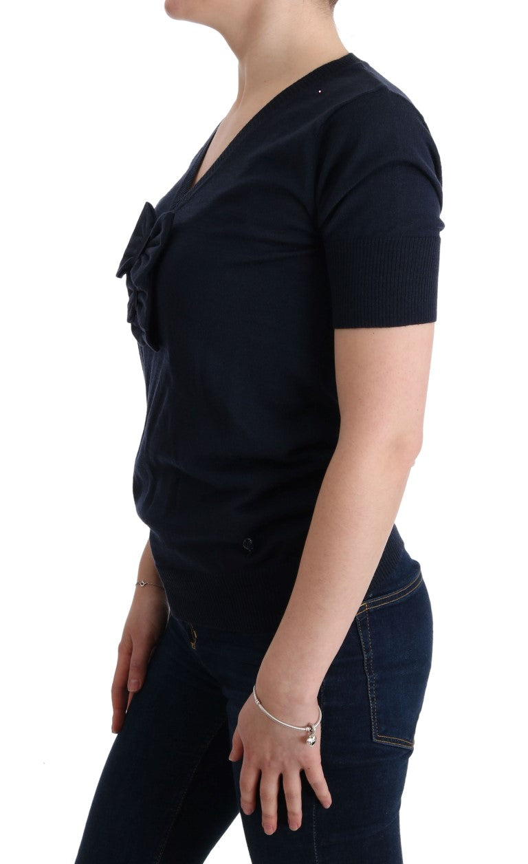 Elegant Blue Wool Top - Chic Everyday Elegance - ventzia