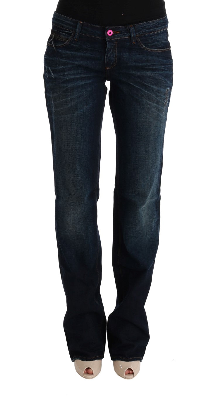 Elegant Blue Regular Fit Cotton Jeans - ventzia