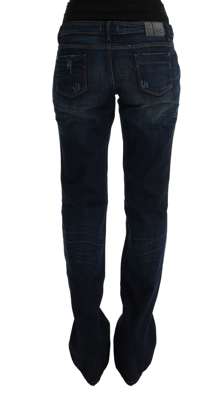 Elegant Blue Regular Fit Cotton Jeans - ventzia