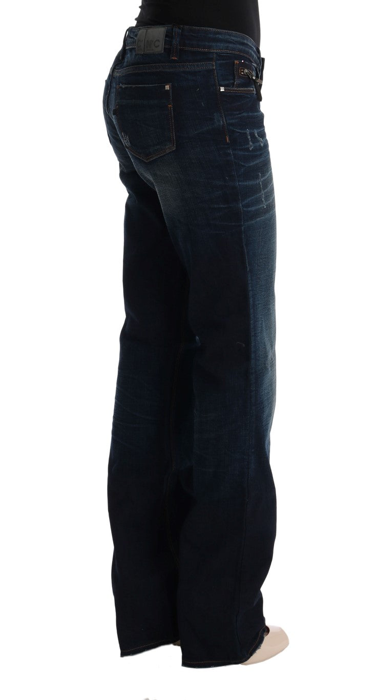 Elegant Blue Regular Fit Cotton Jeans - ventzia