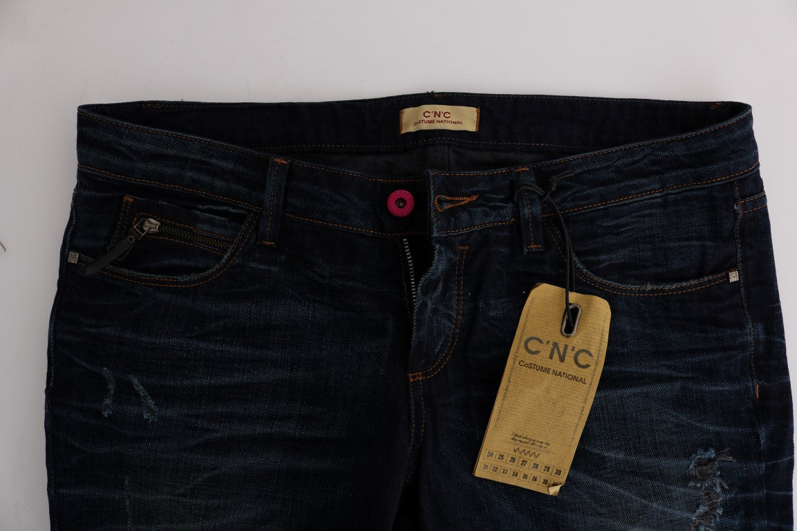 Elegant Blue Regular Fit Cotton Jeans - ventzia