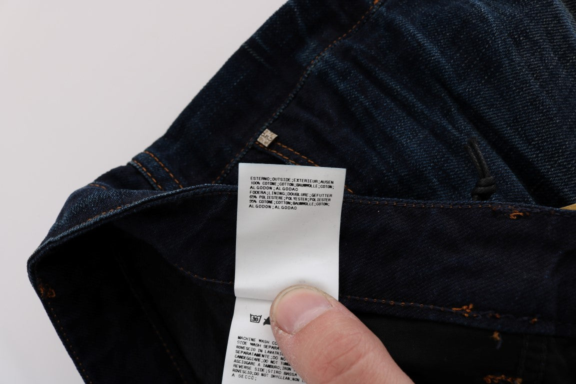 Elegant Blue Regular Fit Cotton Jeans - ventzia