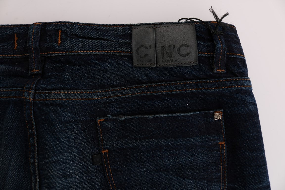 Elegant Blue Regular Fit Cotton Jeans - ventzia