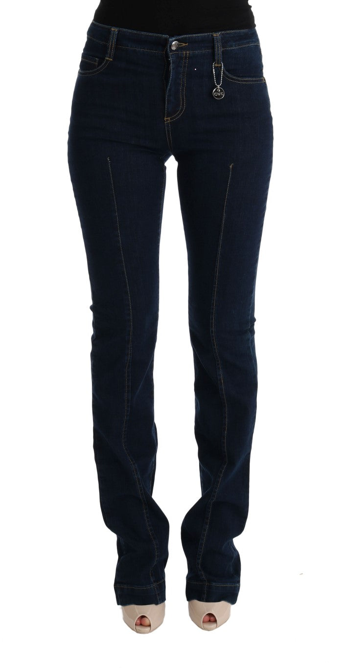Chic Flared Cotton Jeans in Blue - ventzia
